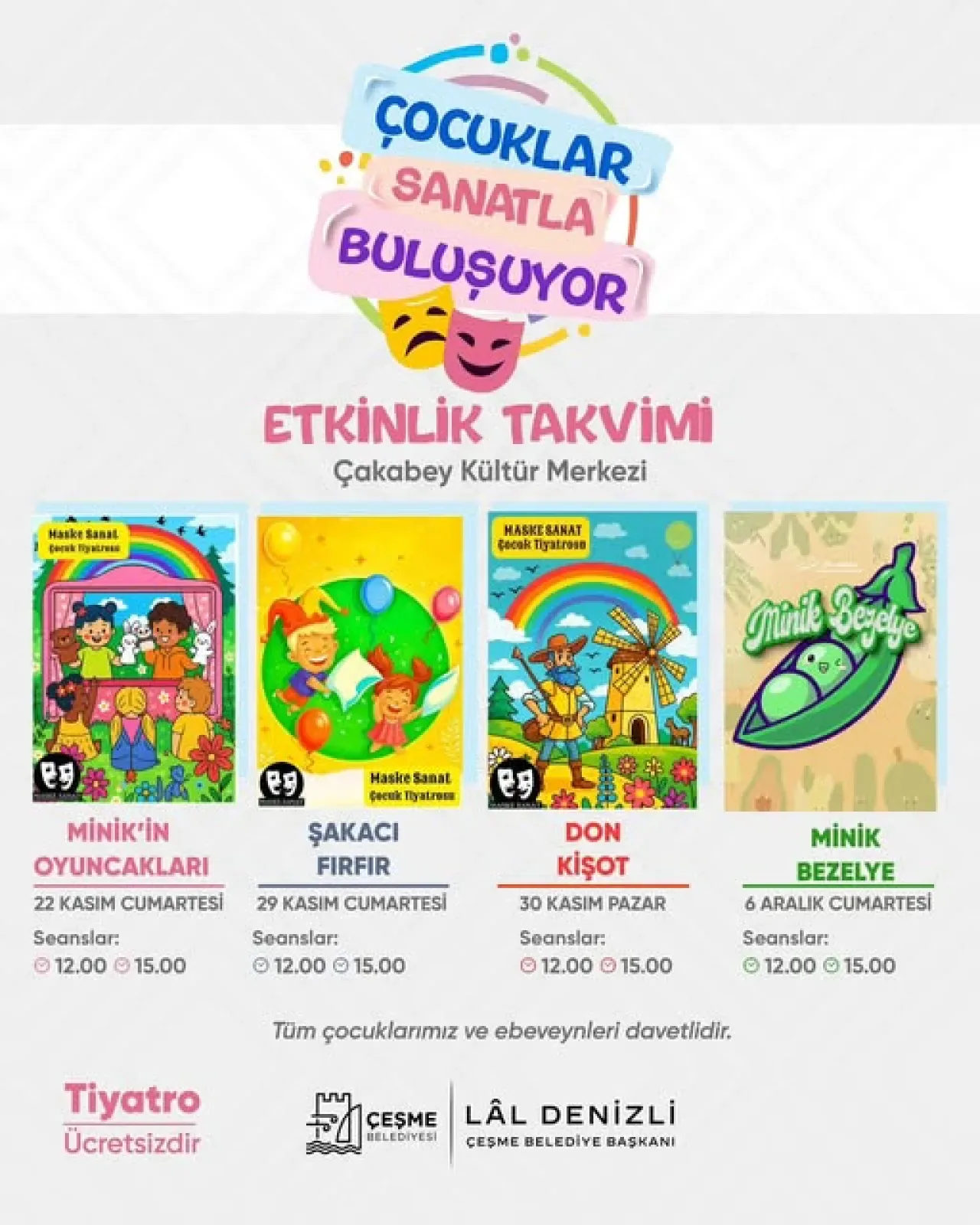 Çeşme'de Çocuklar Ücretsiz Tiyatro ile Buluşuyor Çeşme'de Çocuklar Ücretsiz Tiyatro ile Buluşuyor
