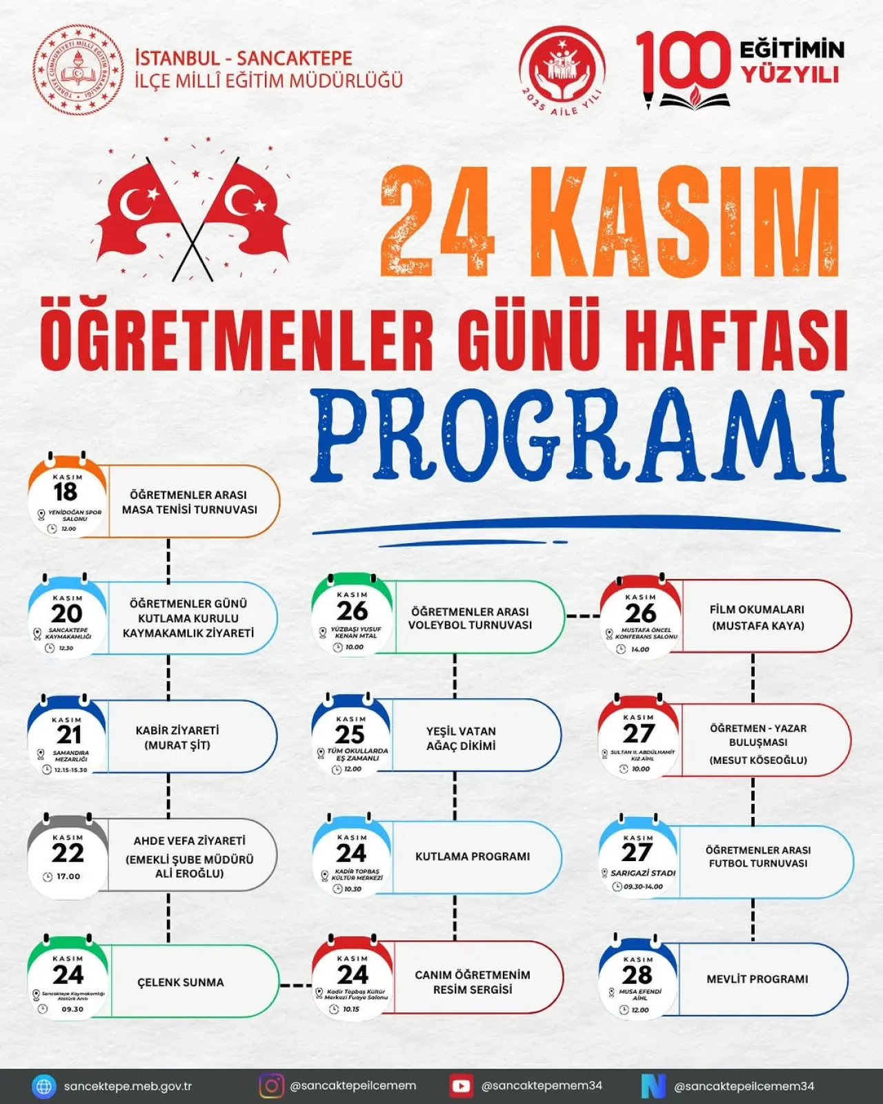 İstanbul Sancaktepe'de Öğretmenler Günü Coşkuyla Kutlanacak İstanbul Sancaktepe'de Öğretmenler Günü Coşkuyla Kutlanacak
