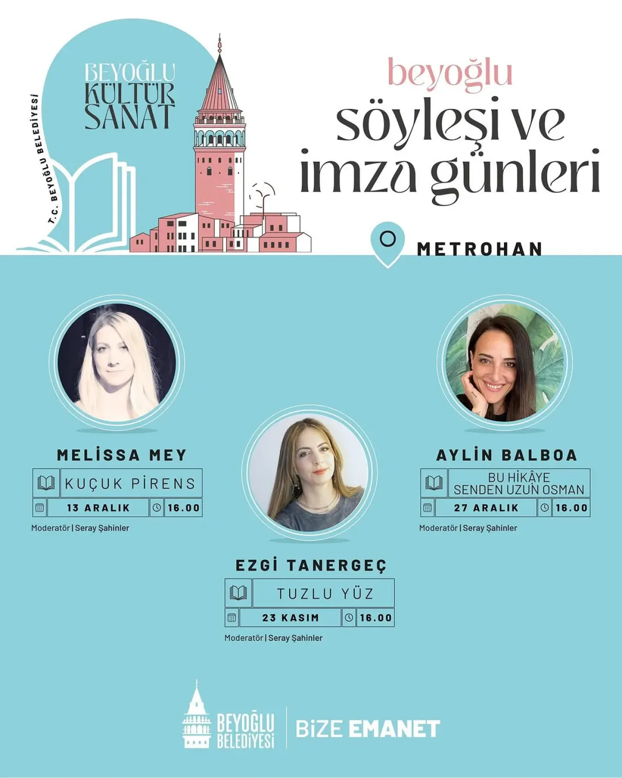 Beyoğlu'nda Edebiyat Rüzgarı: Söyleşi ve İmza Günleri Başlıyor Beyoğlu'nda Edebiyat Rüzgarı: Söyleşi ve İmza Günleri Başlıyor