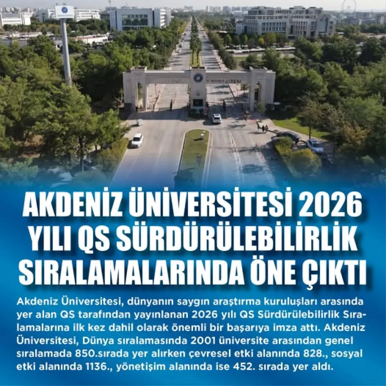 Akdeniz Üniversitesi, QS Sürdürülebilirlik Sıralaması'nda İlk Kez Yer Aldı Akdeniz Üniversitesi, QS Sürdürülebilirlik Sıralaması'nda İlk Kez Yer Aldı