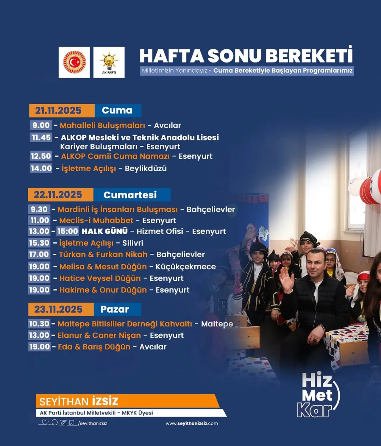 İYİ Parti İstanbul Milletvekili Seyithan İzsiz'in Cuma Günü Programları İYİ Parti İstanbul Milletvekili Seyithan İzsiz'in Cuma Günü Programları