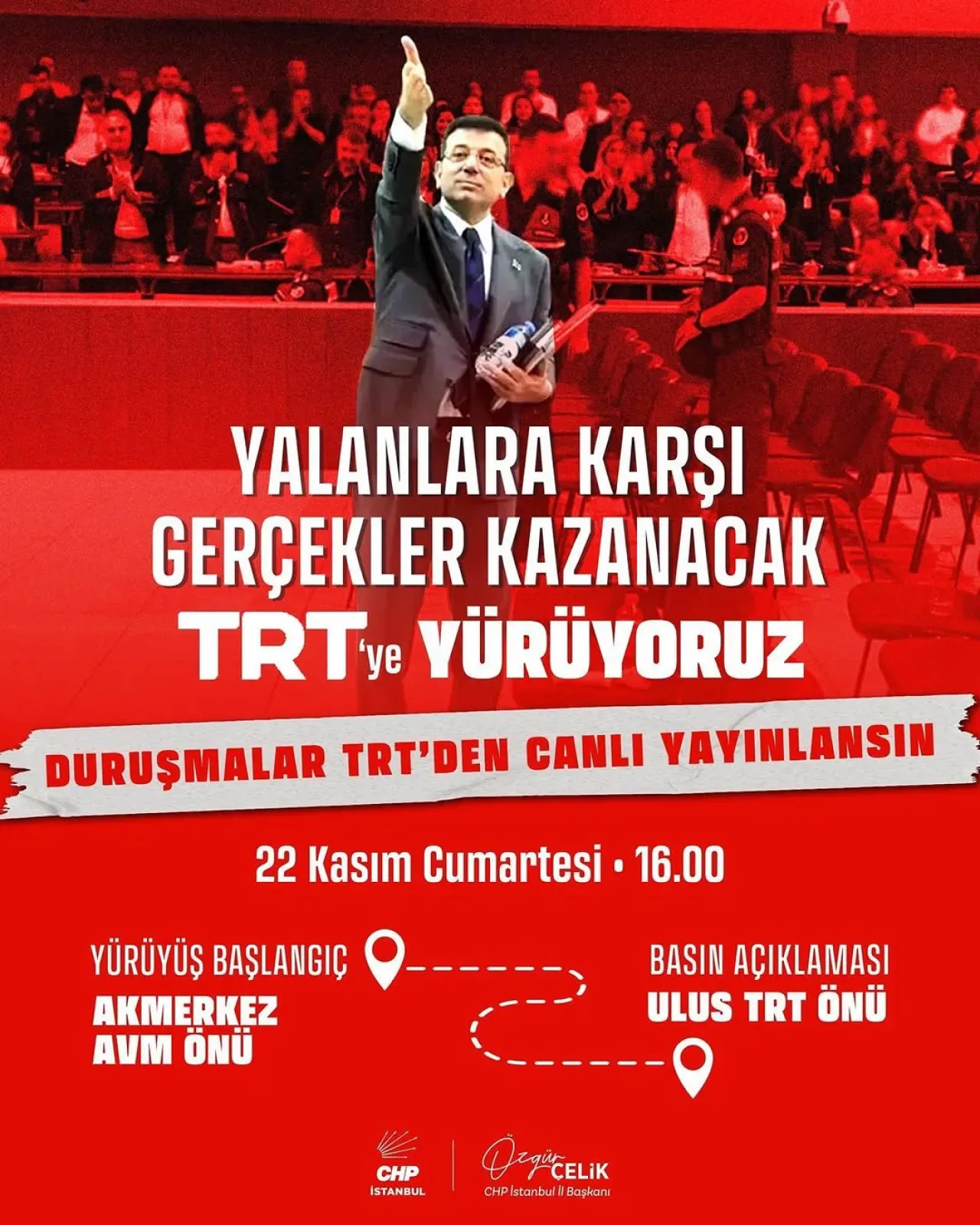 CHP Ümraniye, Duruşmaların Canlı Yayınlanması İçin Yürüyüş Düzenliyor CHP Ümraniye, Duruşmaların Canlı Yayınlanması İçin Yürüyüş Düzenliyor