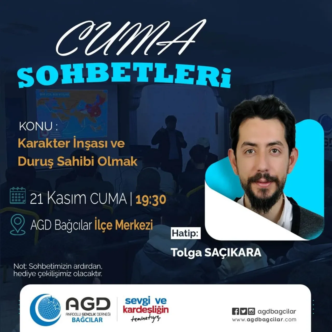 Anadolu Gençlik Derneği Bağcılar'da "Karakter İnşası ve Duruş Sahibi Olmak" Konulu Cuma Sohbeti Anadolu Gençlik Derneği Bağcılar'da "Karakter İnşası ve Duruş Sahibi Olmak" Konulu Cuma Sohbeti