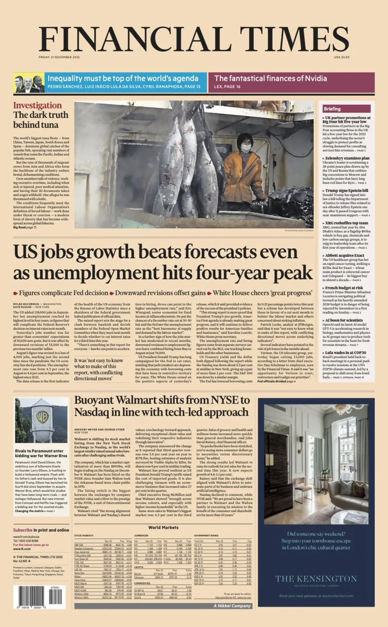 Financial Times, 21 Kasım Cuma Günü Uluslararası Baskısının Ön Sayfasını Yayınladı Financial Times, 21 Kasım Cuma Günü Uluslararası Baskısının Ön Sayfasını Yayınladı