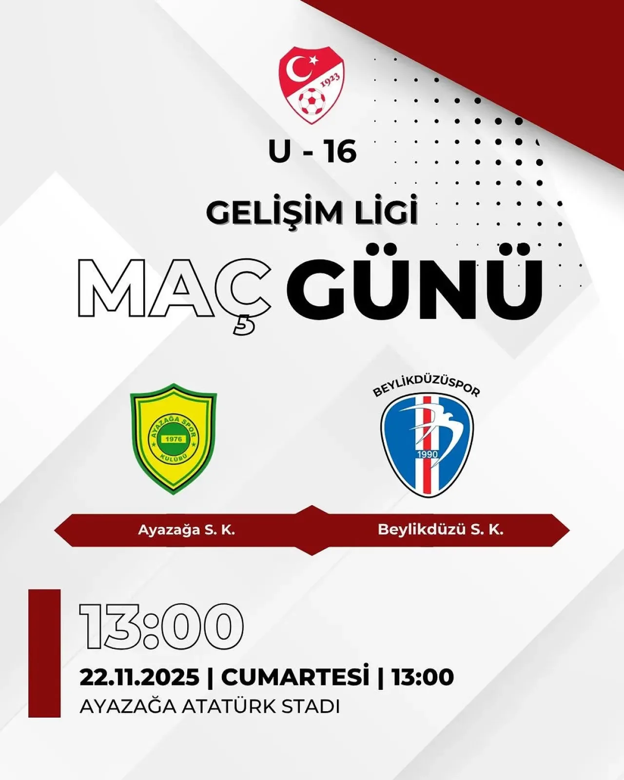 Beylikdüzü Spor Kulübü U16 Takımı, Ayazağa S.K. ile Karşılaşıyor Beylikdüzü Spor Kulübü U16 Takımı, Ayazağa S.K. ile Karşılaşıyor