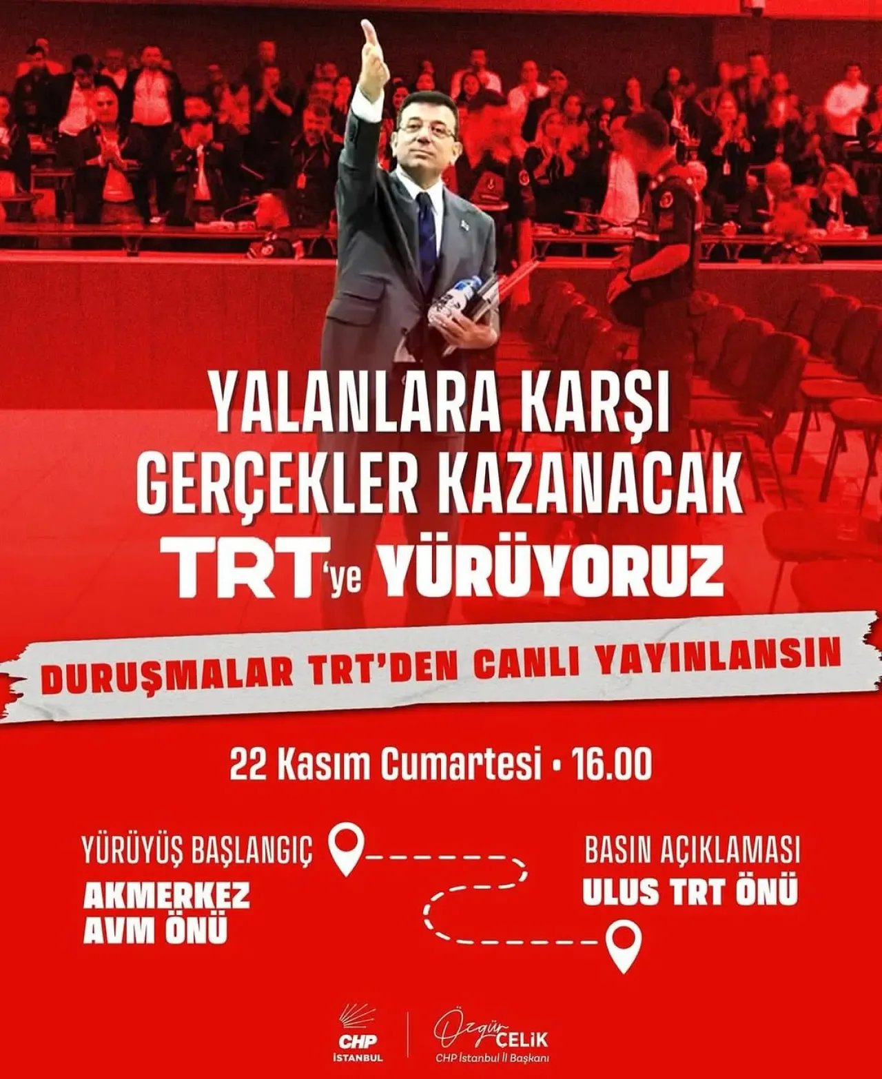 CHP, TRT Önünde Yargı Sürecinin Şeffaflaşmasını Talep Edecek CHP, TRT Önünde Yargı Sürecinin Şeffaflaşmasını Talep Edecek