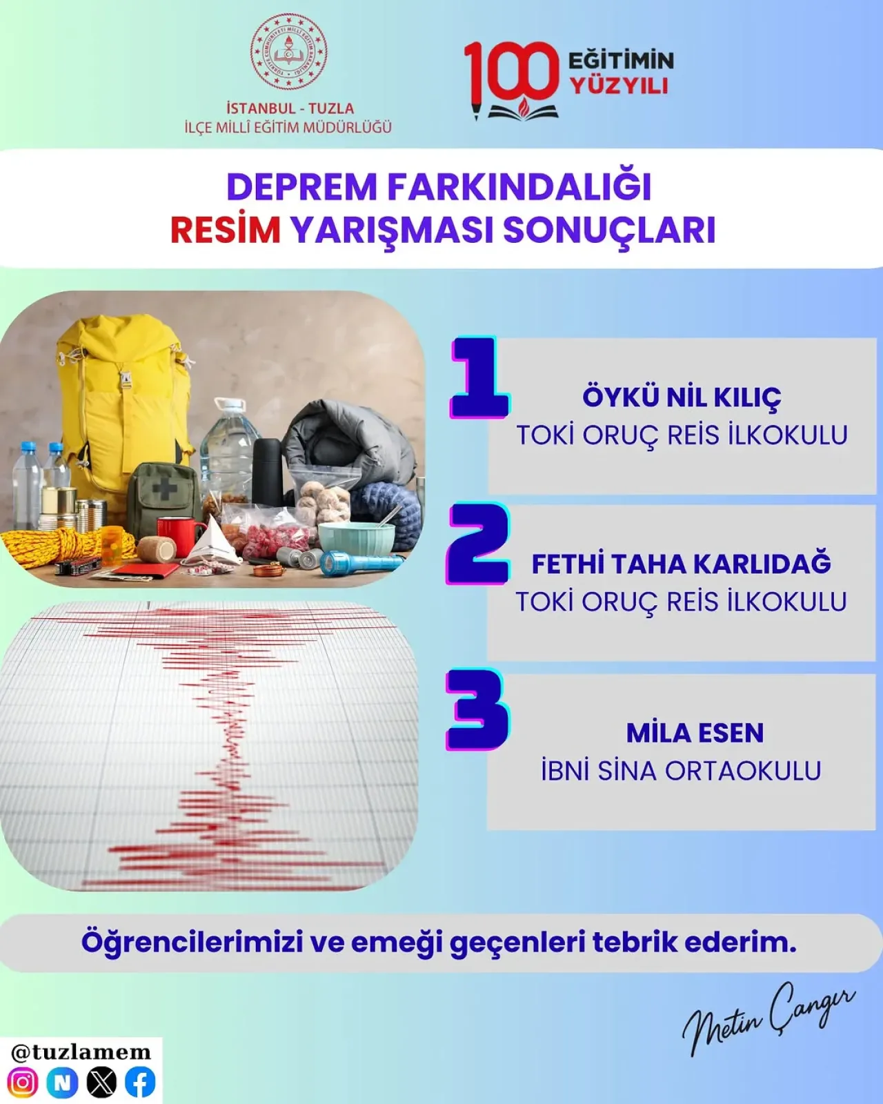 Tuzla'da Deprem Farkındalığı Resim Yarışması'nın Kazananları Belli Oldu Tuzla'da Deprem Farkındalığı Resim Yarışması'nın Kazananları Belli Oldu