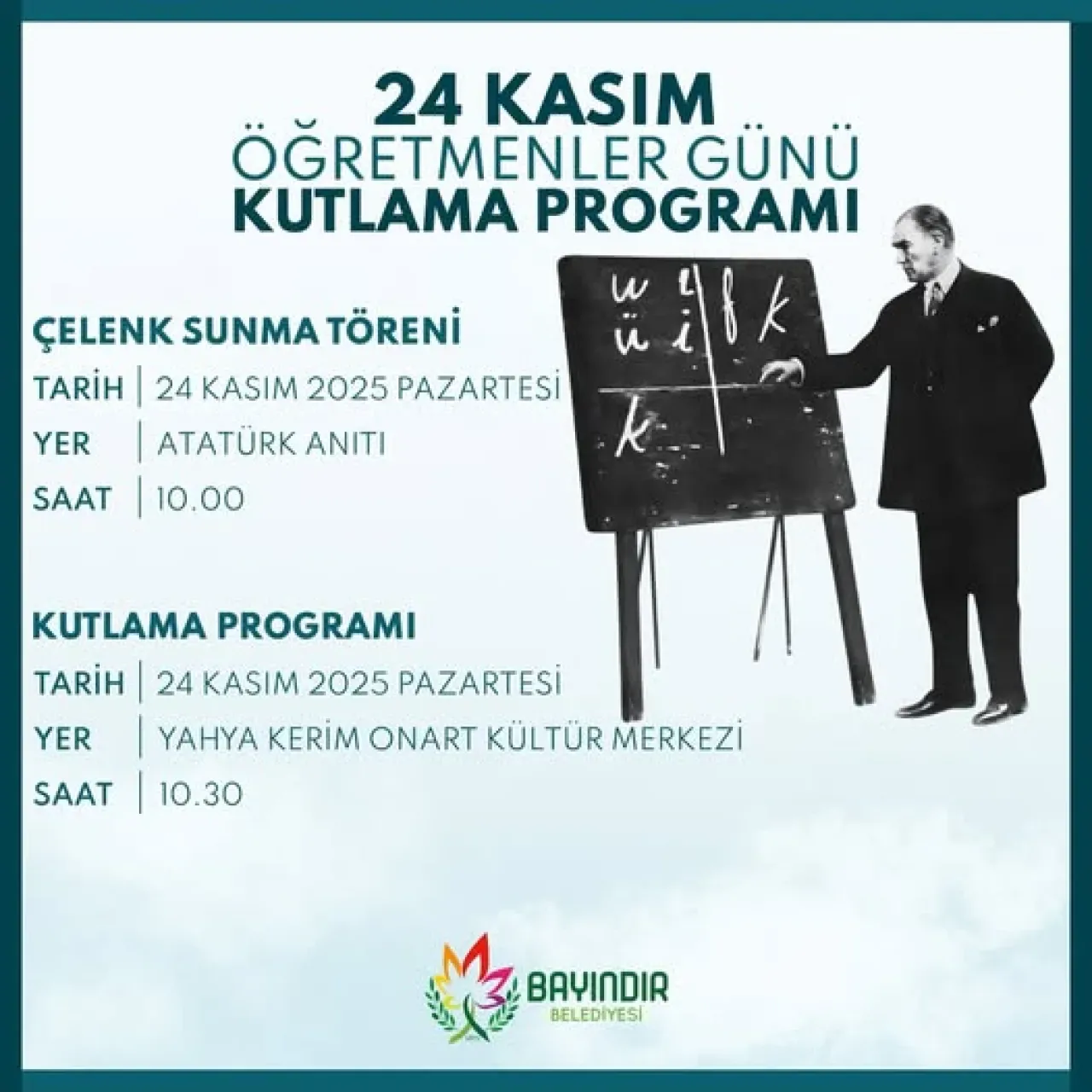 İzmir Bayındır'da 24 Kasım Öğretmenler Günü Kutlamaları İzmir Bayındır'da 24 Kasım Öğretmenler Günü Kutlamaları