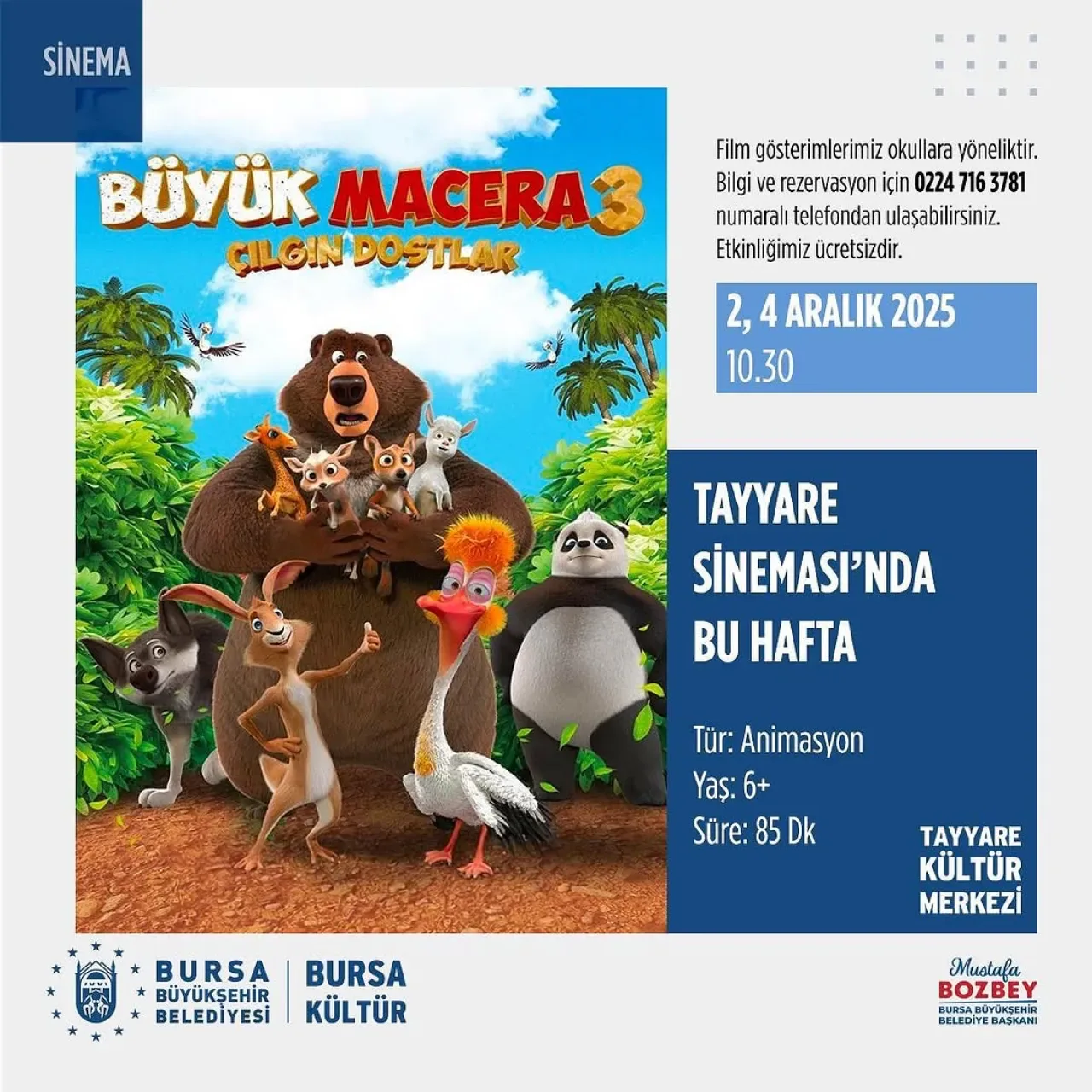 Bursa'da Çocuklar Aralık Ayında Tayyare Sineması'nda Buluşuyor Bursa'da Çocuklar Aralık Ayında Tayyare Sineması'nda Buluşuyor