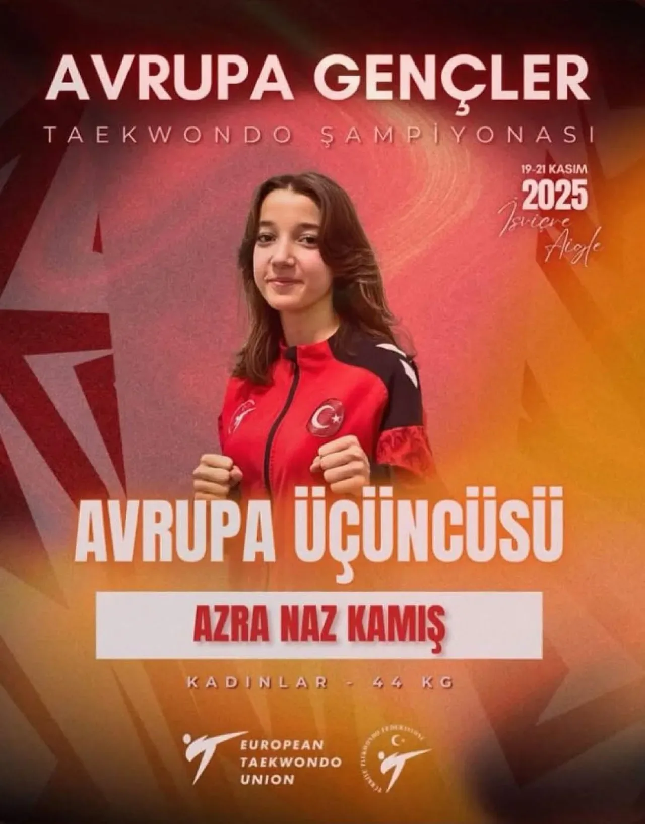 Azra Naz Kamış, İsviçre'de Düzenlenen Gençler Avrupa Şampiyonası'nda Avrupa Üçüncüsü Oldu Azra Naz Kamış, İsviçre'de Düzenlenen Gençler Avrupa Şampiyonası'nda Avrupa Üçüncüsü Oldu