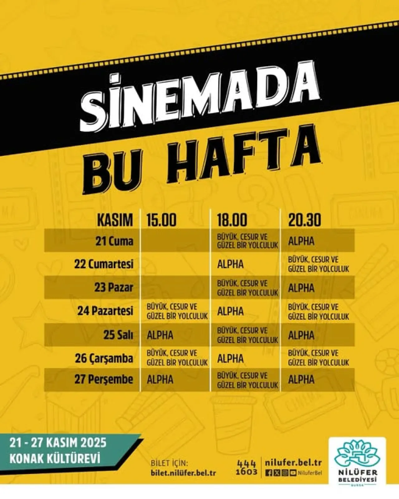 Nilüfer Belediyesi'nden Sinemaseverlere Özel İndirimli Film Gösterimi Nilüfer Belediyesi'nden Sinemaseverlere Özel İndirimli Film Gösterimi