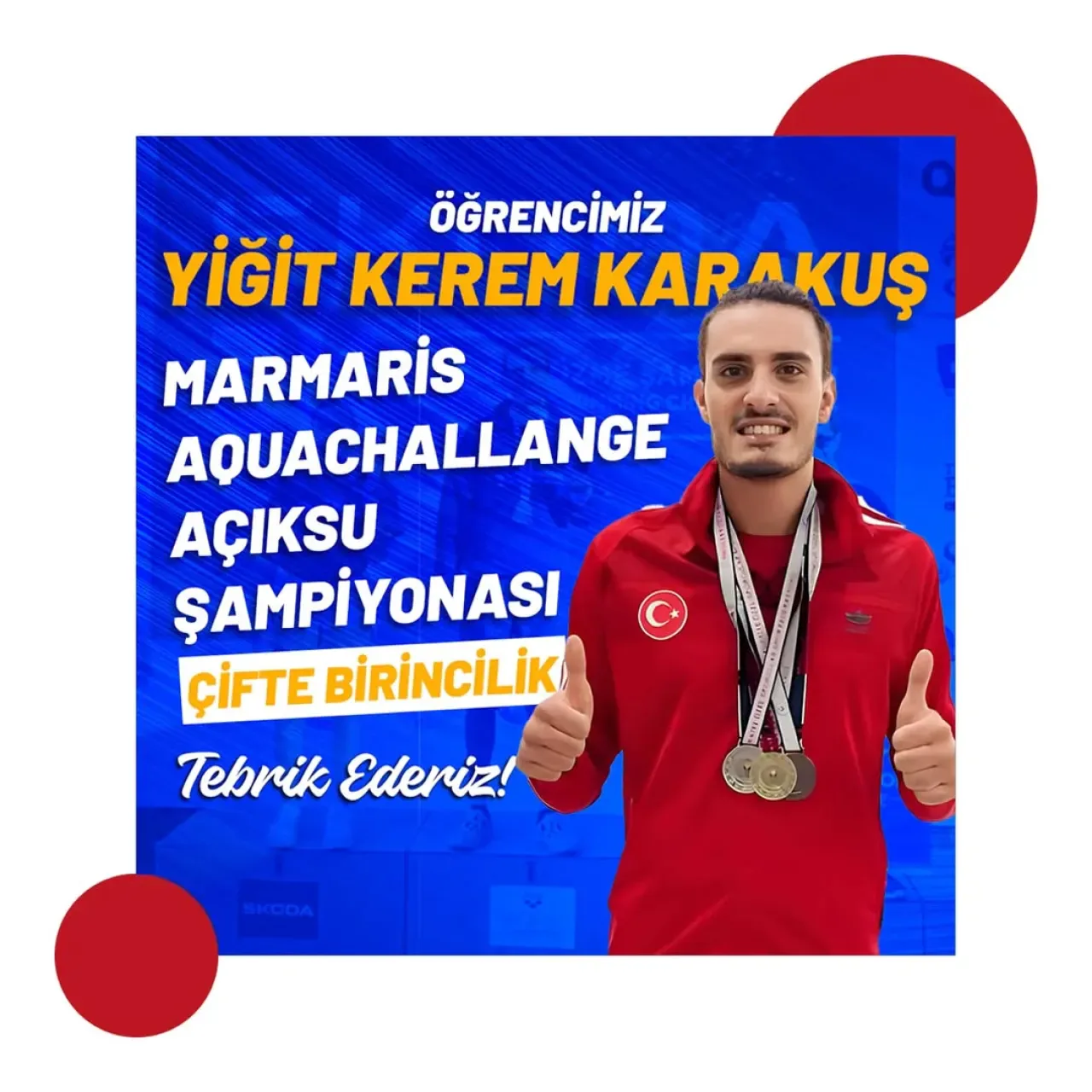 İstanbul Rumeli Üniversitesi Öğrencisinden Açık Su Şampiyonasında Çifte Altın Madalya İstanbul Rumeli Üniversitesi Öğrencisinden Açık Su Şampiyonasında Çifte Altın Madalya