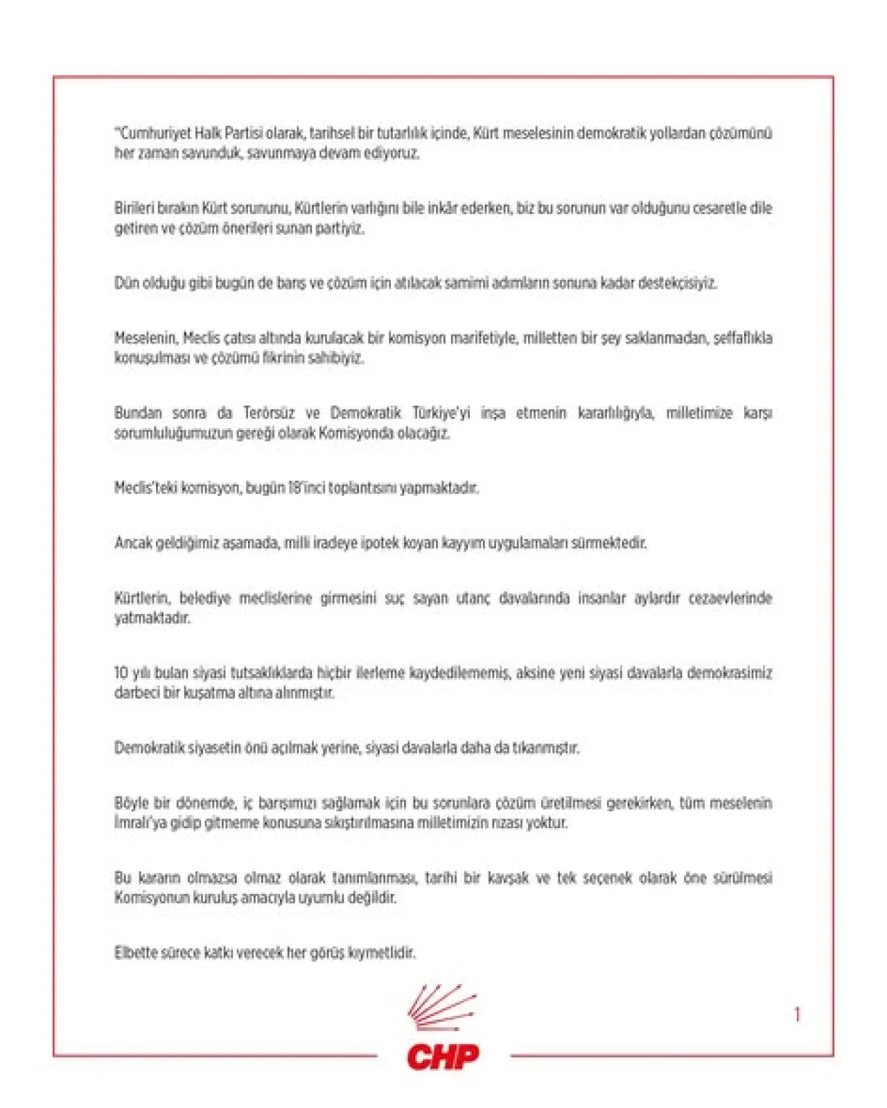 CHP İstanbul İl Başkanlığı: "Barış, Demokrasi ve Adaleti Getirecek İradeye Sahibiz" CHP İstanbul İl Başkanlığı: "Barış, Demokrasi ve Adaleti Getirecek İradeye Sahibiz"