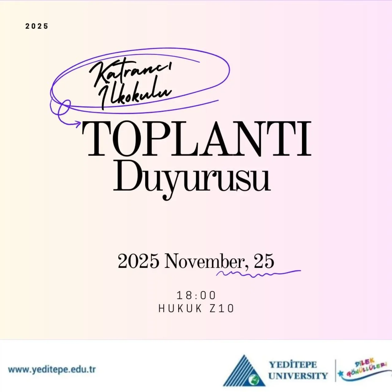 Yeditepe Dilek Gönüllüleri, Katrancı İlkokulu Projesi için Toplantı Düzenliyor Yeditepe Dilek Gönüllüleri, Katrancı İlkokulu Projesi için Toplantı Düzenliyor