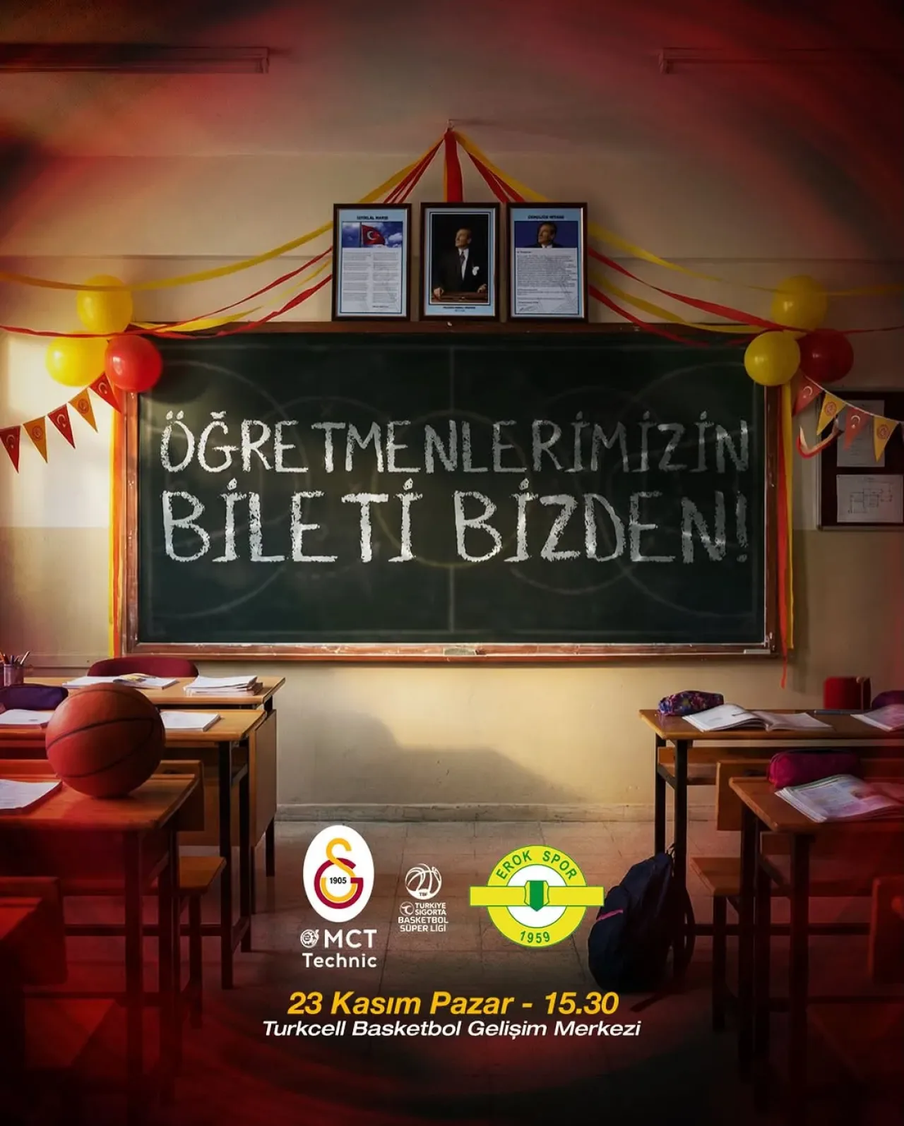 Galatasaray Basketbol, Öğretmenler Günü'nde Esenler Erokspor Maçında Öğretmenlere Ücretsiz Bilet Hediye Edecek Galatasaray Basketbol, Öğretmenler Günü'nde Esenler Erokspor Maçında Öğretmenlere Ücretsiz Bilet Hediye Edecek
