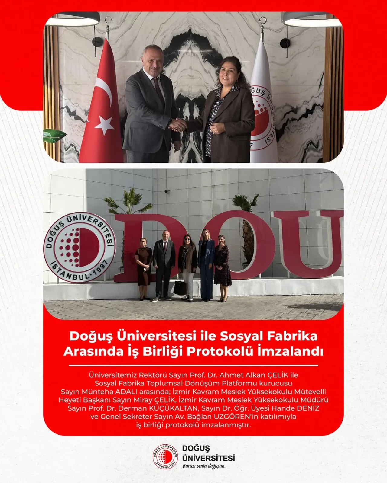 Doğuş Üniversitesi ve Sosyal Fabrika İş Birliği Protokolü İmzaladı Doğuş Üniversitesi ve Sosyal Fabrika İş Birliği Protokolü İmzaladı