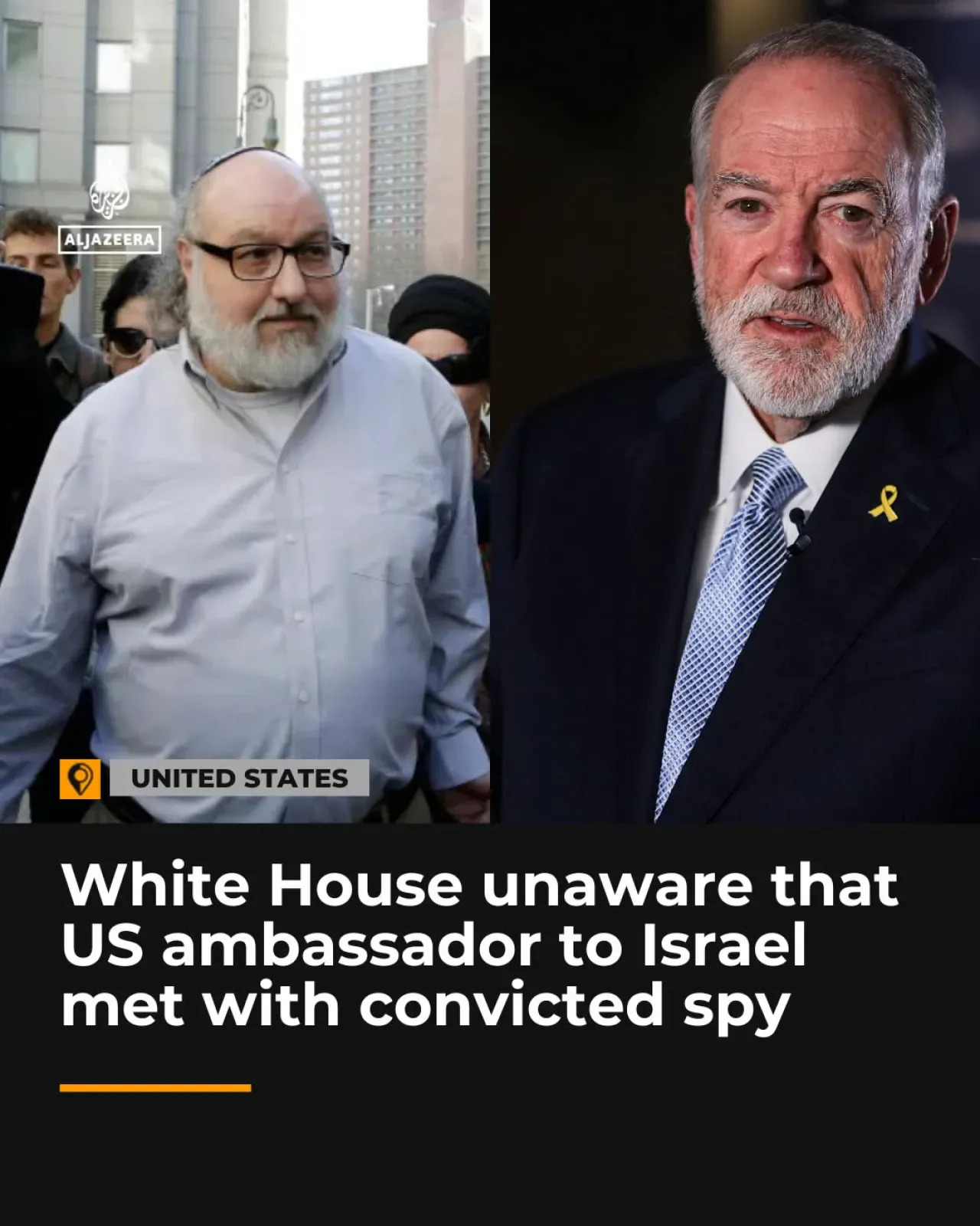 Beyaz Saray, İsrail Büyükelçisi Huckabee'nin Casus Jonathan Pollard ile Görüşmesinden Habersiz Olduğunu Açıkladı Beyaz Saray, İsrail Büyükelçisi Huckabee'nin Casus Jonathan Pollard ile Görüşmesinden Habersiz Olduğunu Açıkladı