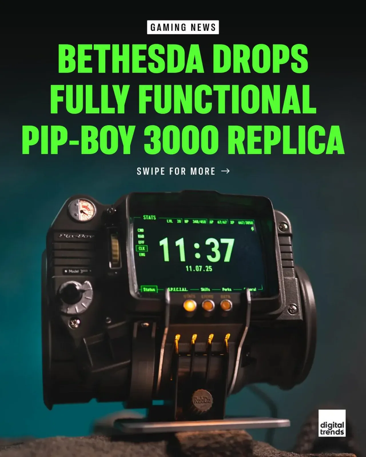 Gerçek Bir Pip-Boy 3000 Geliyor: Bethesda ve The Wand Company'den 299 Dolarlık Koleksiyon Parçası Gerçek Bir Pip-Boy 3000 Geliyor: Bethesda ve The Wand Company'den 299 Dolarlık Koleksiyon Parçası