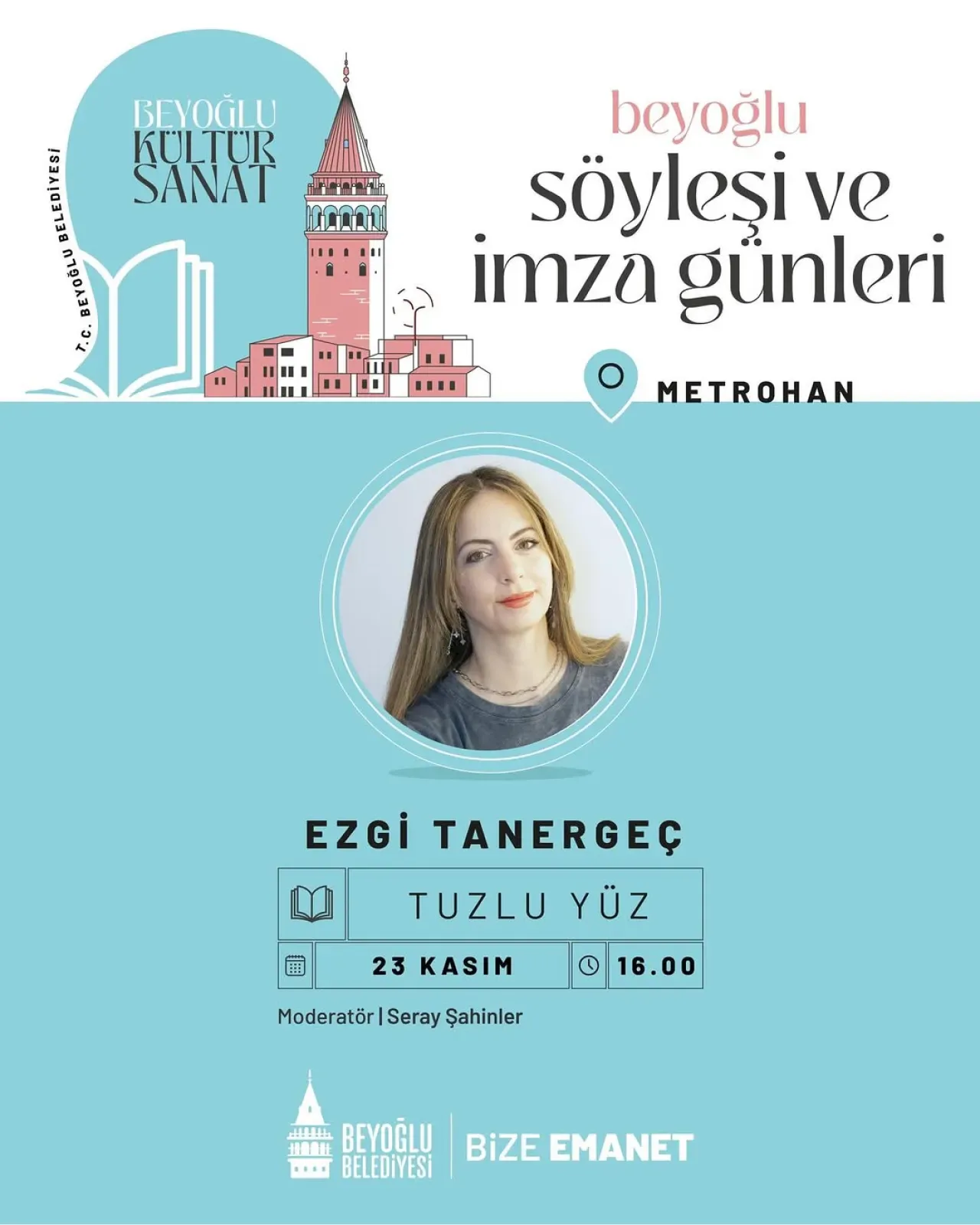 Beyoğlu'nda Edebiyat Buluşması: Ezgi Taner'in "Tuzlu Yüz" Kitabı Okurlarıyla Buluşuyor Beyoğlu'nda Edebiyat Buluşması: Ezgi Taner'in "Tuzlu Yüz" Kitabı Okurlarıyla Buluşuyor