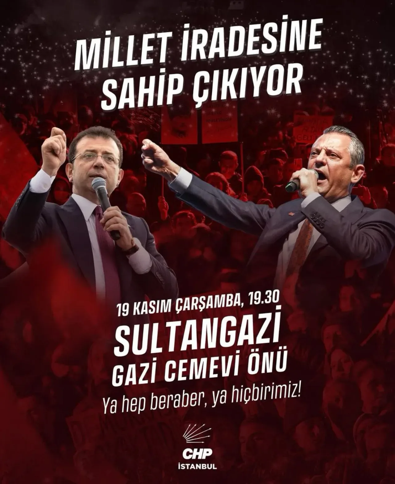 Sultangazi'de "Egemenlik Kayıtsız Şartsız Milletindir" Sloganıyla Miting Düzenlenecek Sultangazi'de "Egemenlik Kayıtsız Şartsız Milletindir" Sloganıyla Miting Düzenlenecek