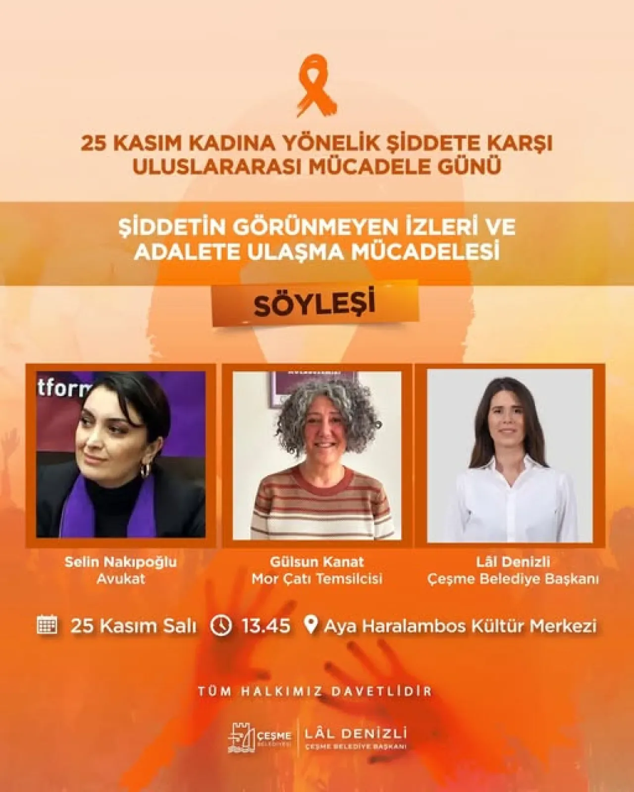 Çeşme'de 25 Kasım'da Kadına Yönelik Şiddet Masaya Yatırılıyor Çeşme'de 25 Kasım'da Kadına Yönelik Şiddet Masaya Yatırılıyor