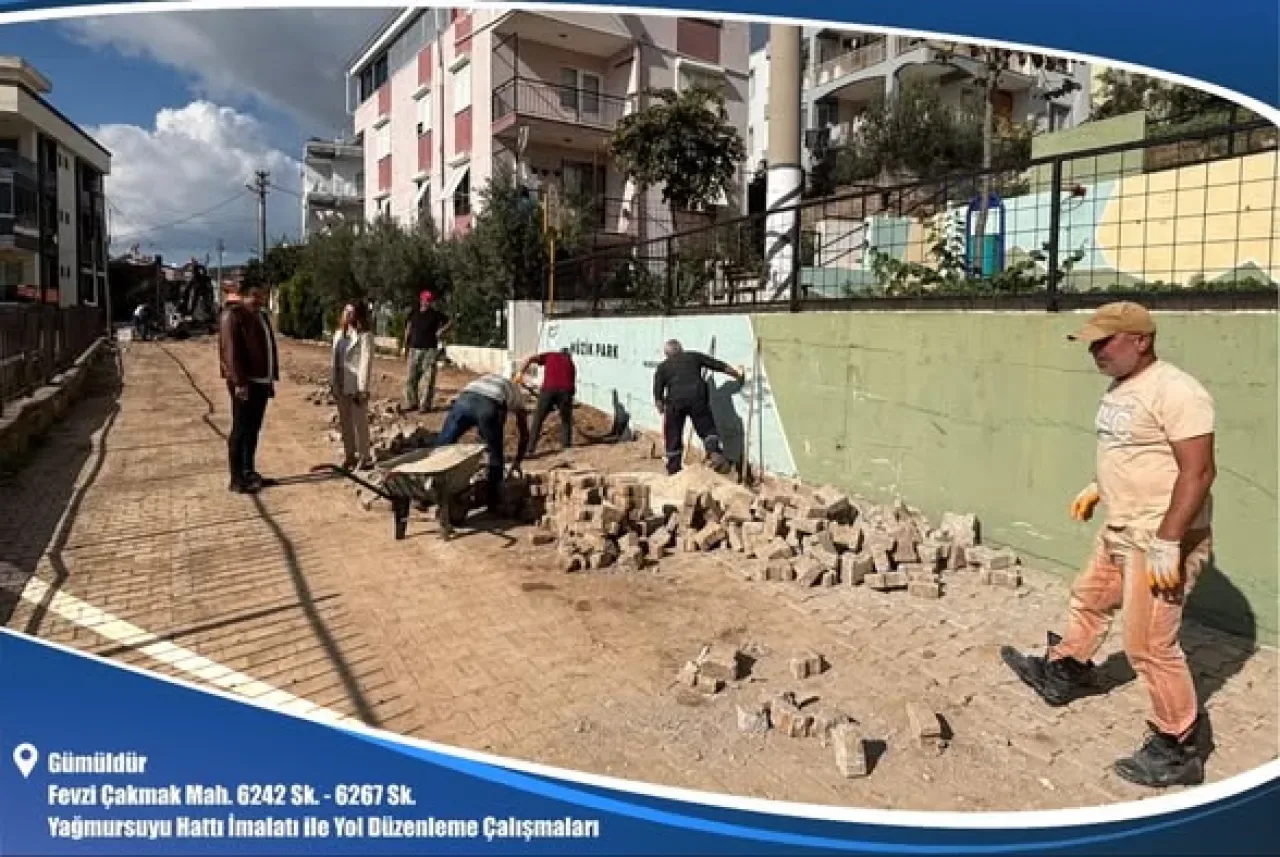 İzmir Menderes'te Okulu Taşkınlardan Korumak İçin Altyapı Çalışması İzmir Menderes'te Okulu Taşkınlardan Korumak İçin Altyapı Çalışması
