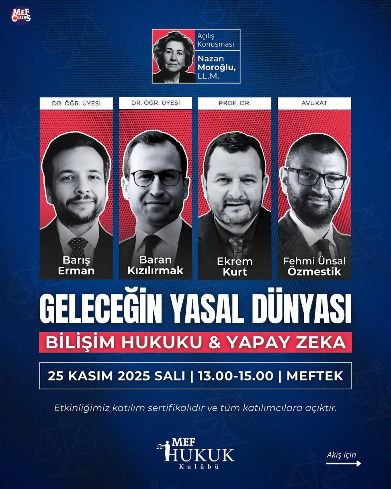 MEF Hukuk Kulübü Bilişim Hukuku ve Yapay Zeka Paneli Düzenliyor MEF Hukuk Kulübü Bilişim Hukuku ve Yapay Zeka Paneli Düzenliyor