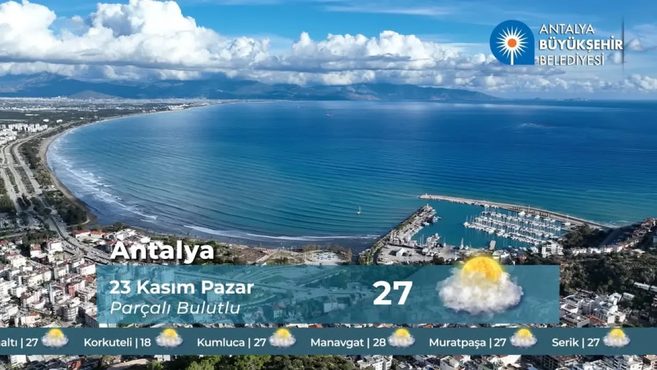 Antalya'da Bugün Hava Parçalı Bulutlu, Sıcaklık 27 Derece Antalya'da Bugün Hava Parçalı Bulutlu, Sıcaklık 27 Derece