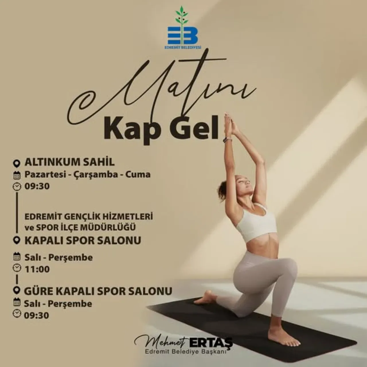 Edremit Belediyesi'nden Ücretsiz Spor Etkinlikleri: Hafta İçi Her Gün Farklı Mekanlarda Edremit Belediyesi'nden Ücretsiz Spor Etkinlikleri: Hafta İçi Her Gün Farklı Mekanlarda