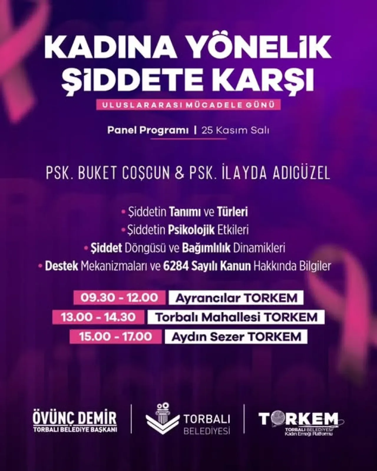 Torbalı Belediyesi'nden 25 Kasım'da Kadına Yönelik Şiddet Paneli Torbalı Belediyesi'nden 25 Kasım'da Kadına Yönelik Şiddet Paneli
