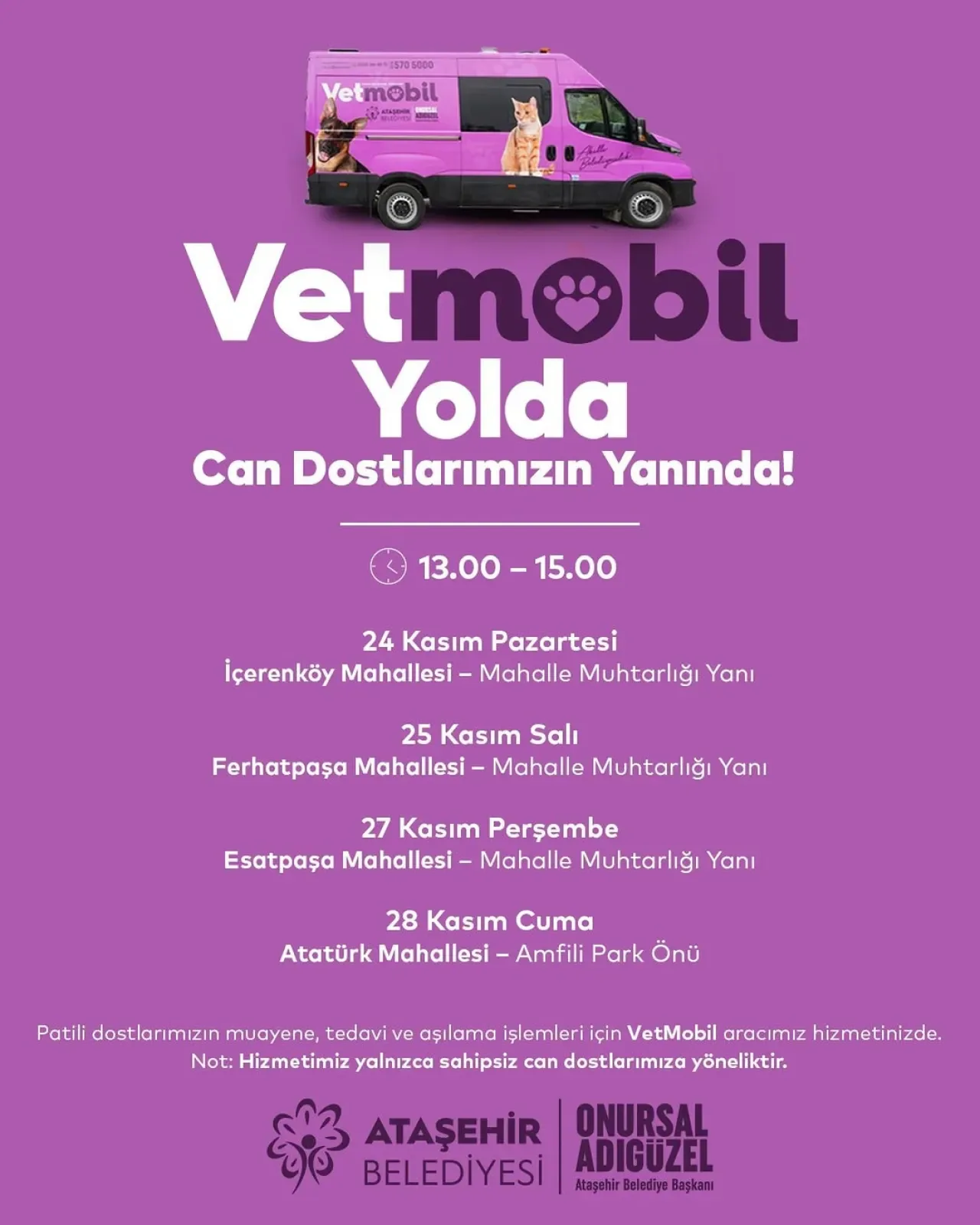 İstanbul Ataşehir'de Sahipsiz Hayvanlar İçin VetMobil Hizmeti Başlıyor İstanbul Ataşehir'de Sahipsiz Hayvanlar İçin VetMobil Hizmeti Başlıyor