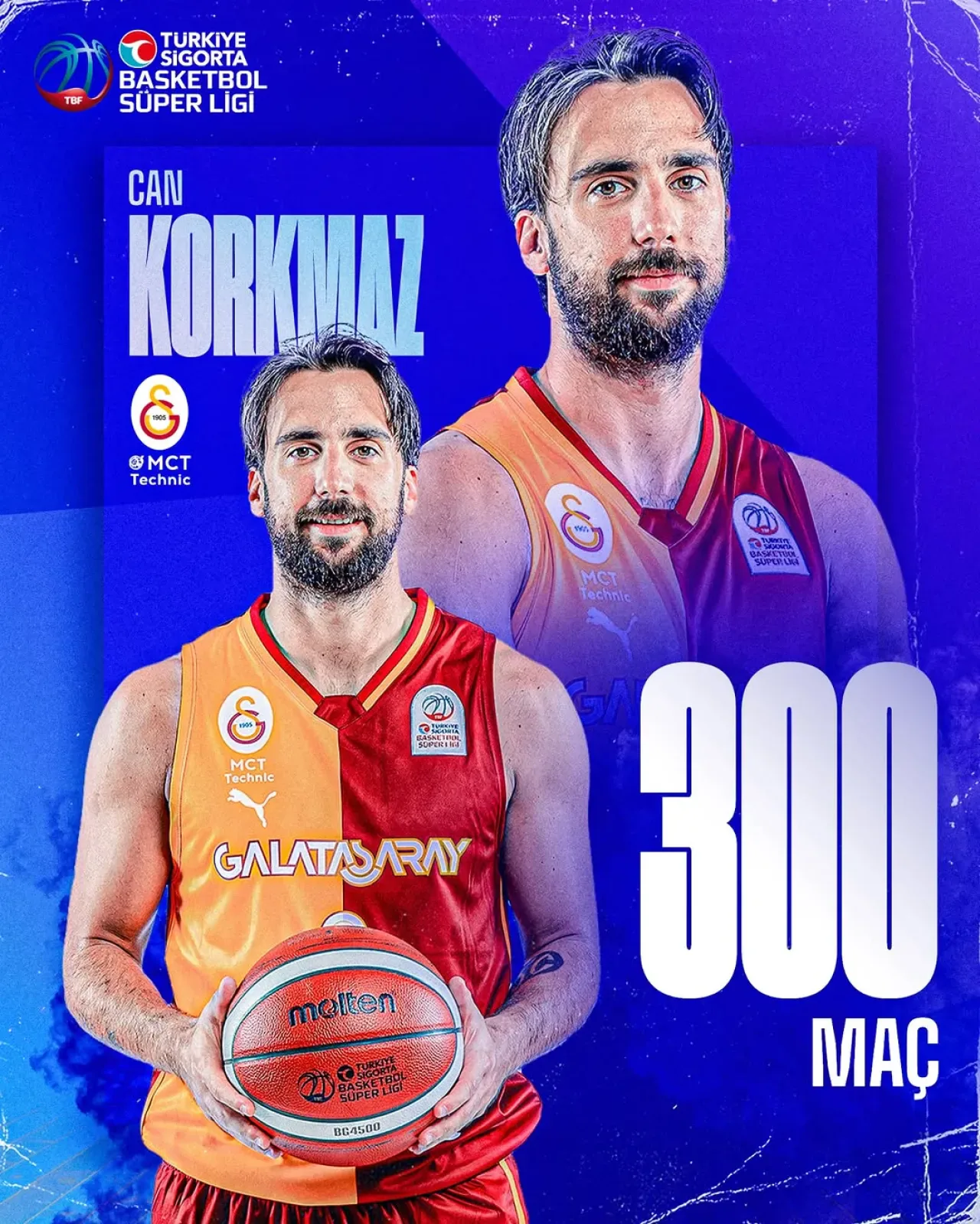 Galatasaraylı Can Korkmaz, Basketbol Süper Ligi'nde 300. Maçına Çıktı Galatasaraylı Can Korkmaz, Basketbol Süper Ligi'nde 300. Maçına Çıktı