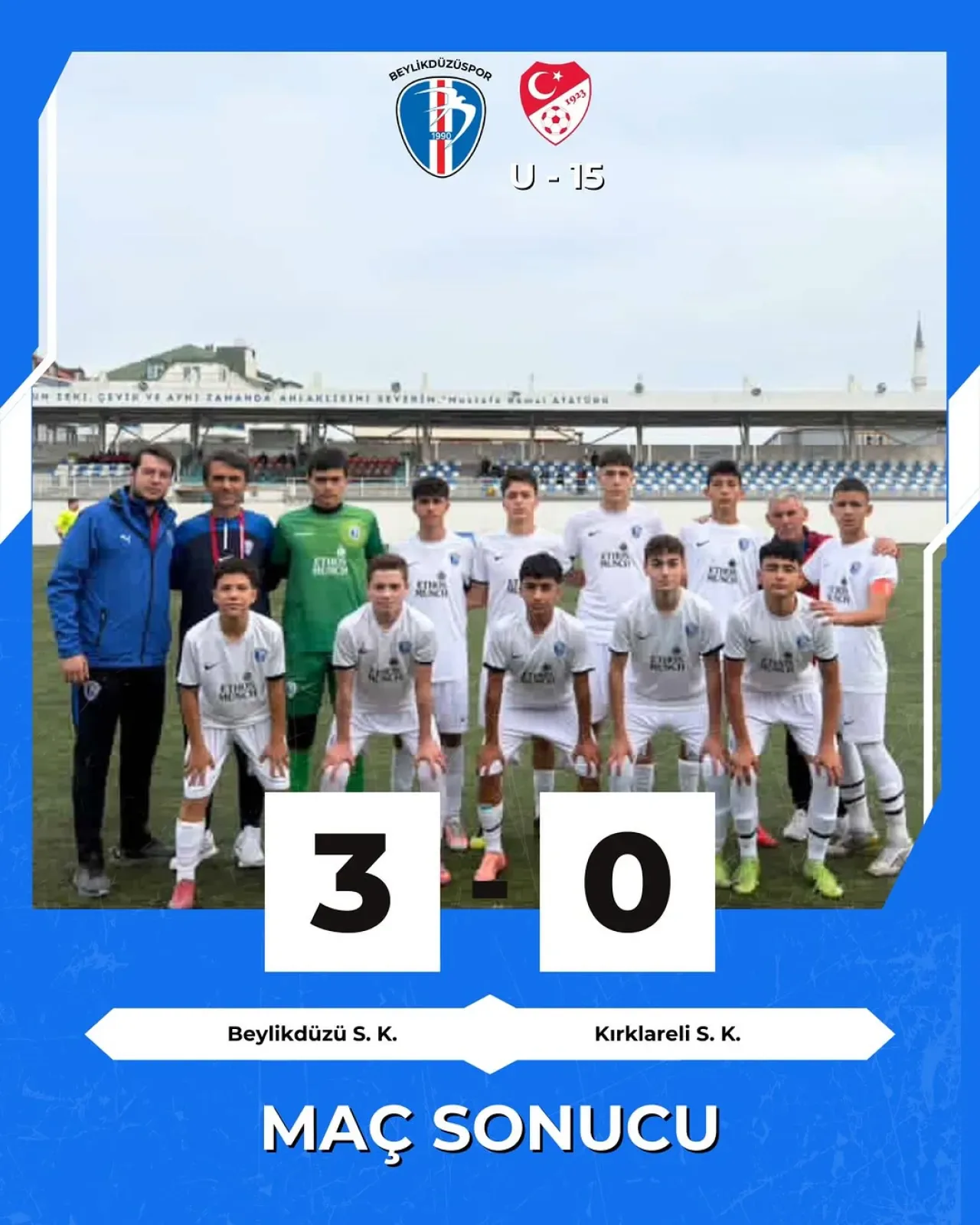 Beylikdüzü Spor Kulübü U15 Takımı, Kırklareli'ni 3-0 Mağlup Etti Beylikdüzü Spor Kulübü U15 Takımı, Kırklareli'ni 3-0 Mağlup Etti