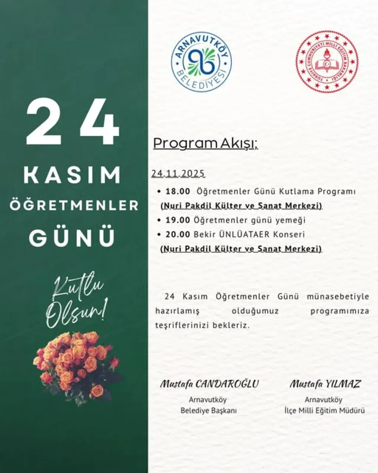 Arnavutköy'de 24 Kasım Öğretmenler Günü Kutlaması Arnavutköy'de 24 Kasım Öğretmenler Günü Kutlaması