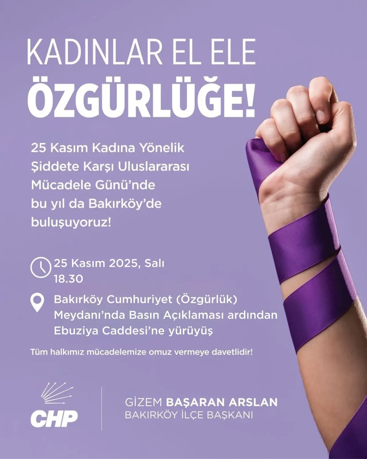 CHP Bakırköy'den 25 Kasım'da Kadına Yönelik Şiddetle Mücadele Yürüyüşü CHP Bakırköy'den 25 Kasım'da Kadına Yönelik Şiddetle Mücadele Yürüyüşü