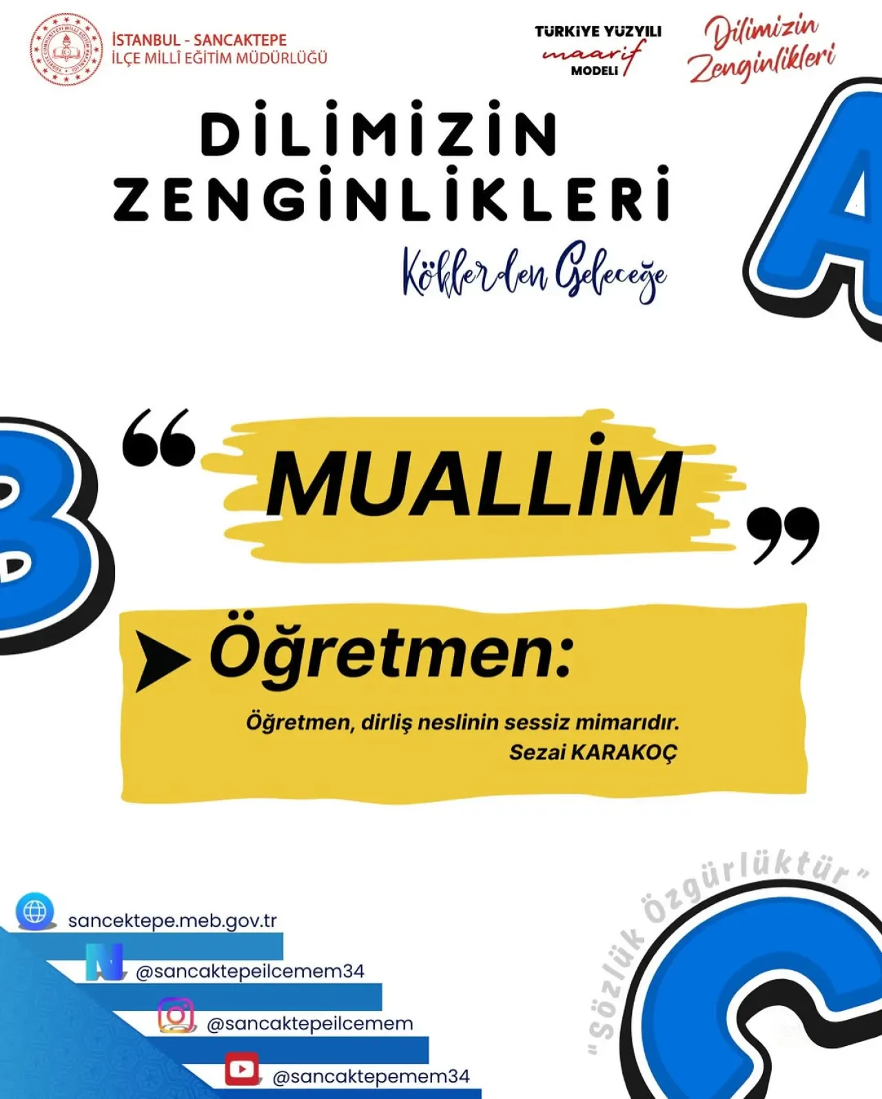 İstanbul Sancaktepe'de Öğretmenler Günü'nde Anlamlı Proje: Günün Kelimesi "Muallim" İstanbul Sancaktepe'de Öğretmenler Günü'nde Anlamlı Proje: Günün Kelimesi "Muallim"