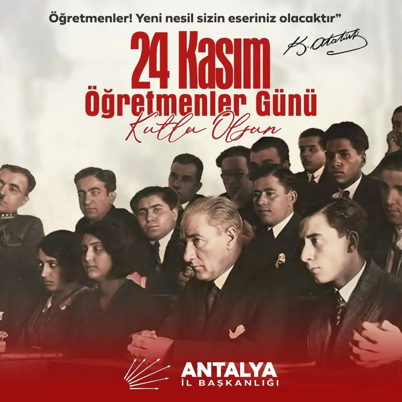 CHP Antalya'dan 24 Kasım Öğretmenler Günü Mesajı: "Milletleri Kurtaranlar Yalnız ve Ancak Öğretmenlerdir" CHP Antalya'dan 24 Kasım Öğretmenler Günü Mesajı: "Milletleri Kurtaranlar Yalnız ve Ancak Öğretmenlerdir"