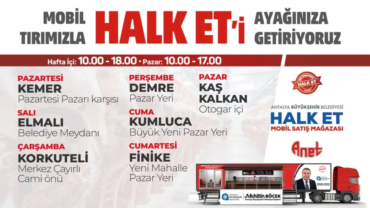 Antalya Büyükşehir Belediyesi Halk Et Mobil Mağazaları ile Vatandaşlarla Buluşuyor Antalya Büyükşehir Belediyesi Halk Et Mobil Mağazaları ile Vatandaşlarla Buluşuyor