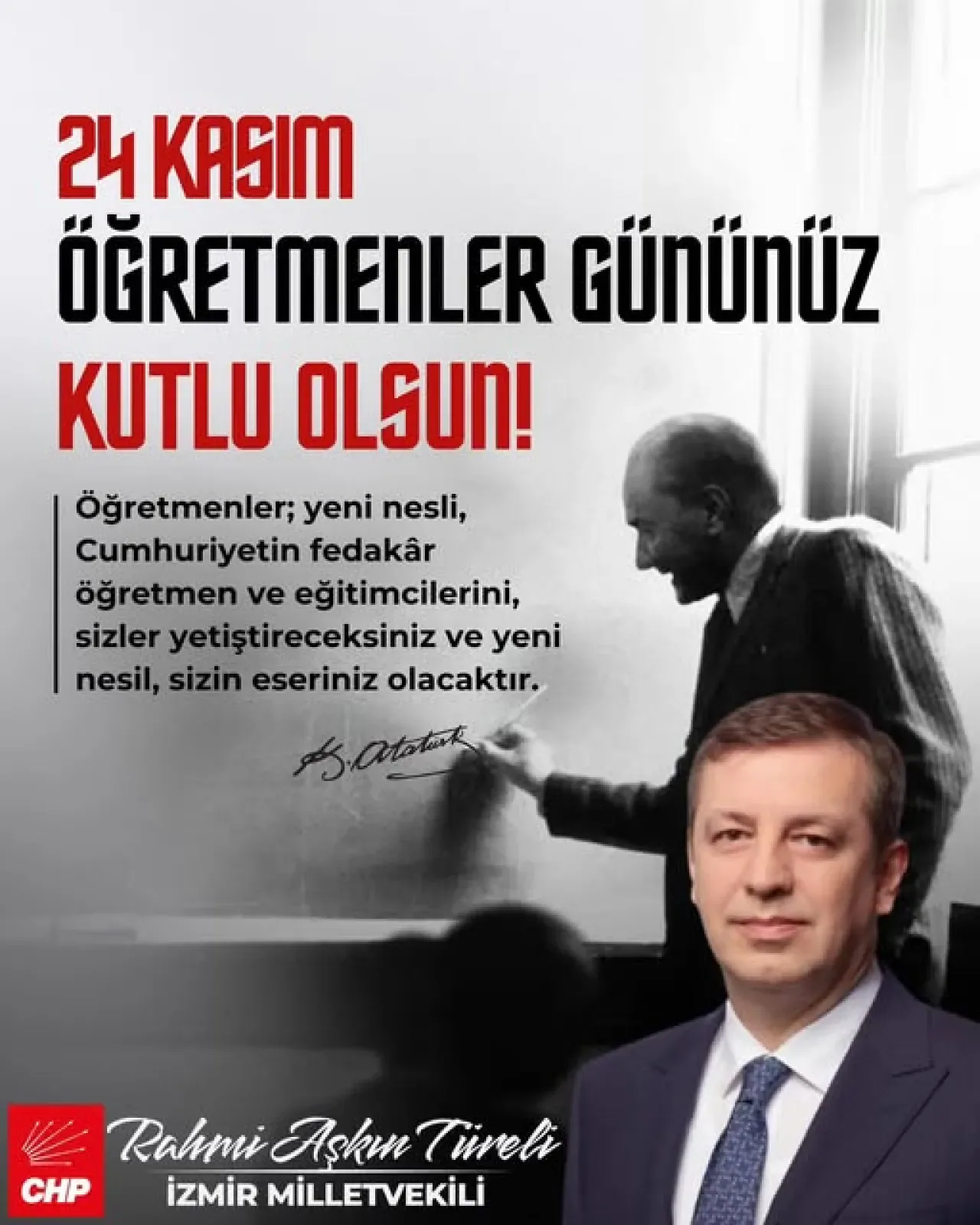 CHP'li Türeli'den 24 Kasım Öğretmenler Günü Mesajı CHP'li Türeli'den 24 Kasım Öğretmenler Günü Mesajı