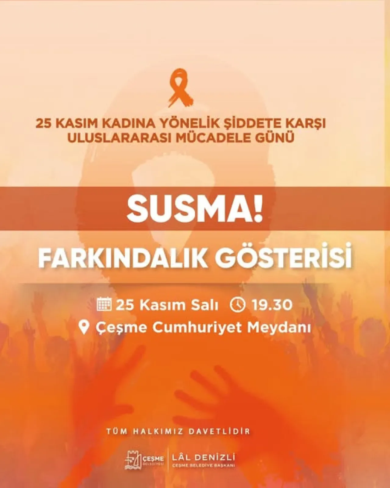 İzmir Çeşme'de 25 Kasım'da Kadına Yönelik Şiddete Karşı Farkındalık Gösterisi Düzenlenecek İzmir Çeşme'de 25 Kasım'da Kadına Yönelik Şiddete Karşı Farkındalık Gösterisi Düzenlenecek