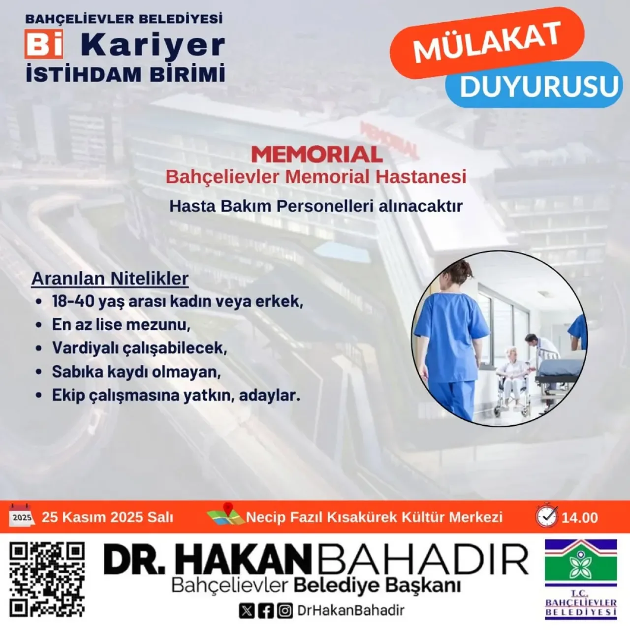 Bahçelievler Belediyesi BiKariyer İle 25 Kasım'da İstihdam Mülakatları Bahçelievler Belediyesi BiKariyer İle 25 Kasım'da İstihdam Mülakatları