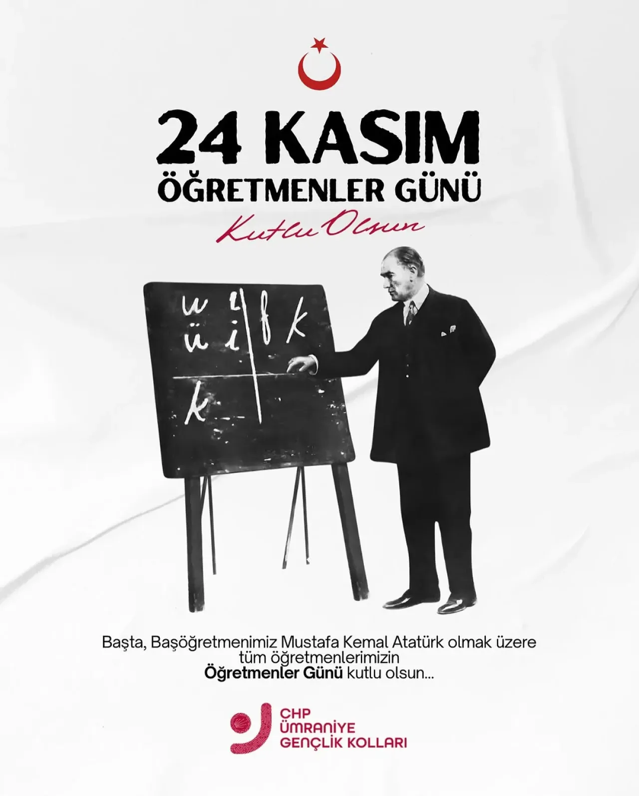 CHP Ümraniye Gençlik Kolları'ndan 24 Kasım Öğretmenler Günü Mesajı CHP Ümraniye Gençlik Kolları'ndan 24 Kasım Öğretmenler Günü Mesajı