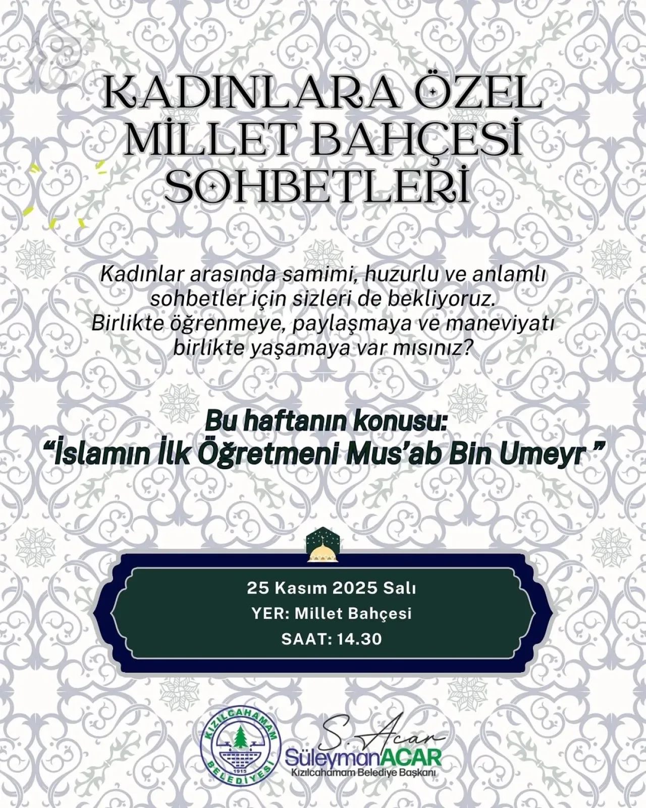 Kızılcahamam'da Mus'ab Bin Umeyr'in Örnek Hayatı Ele Alınacak Kızılcahamam'da Mus'ab Bin Umeyr'in Örnek Hayatı Ele Alınacak