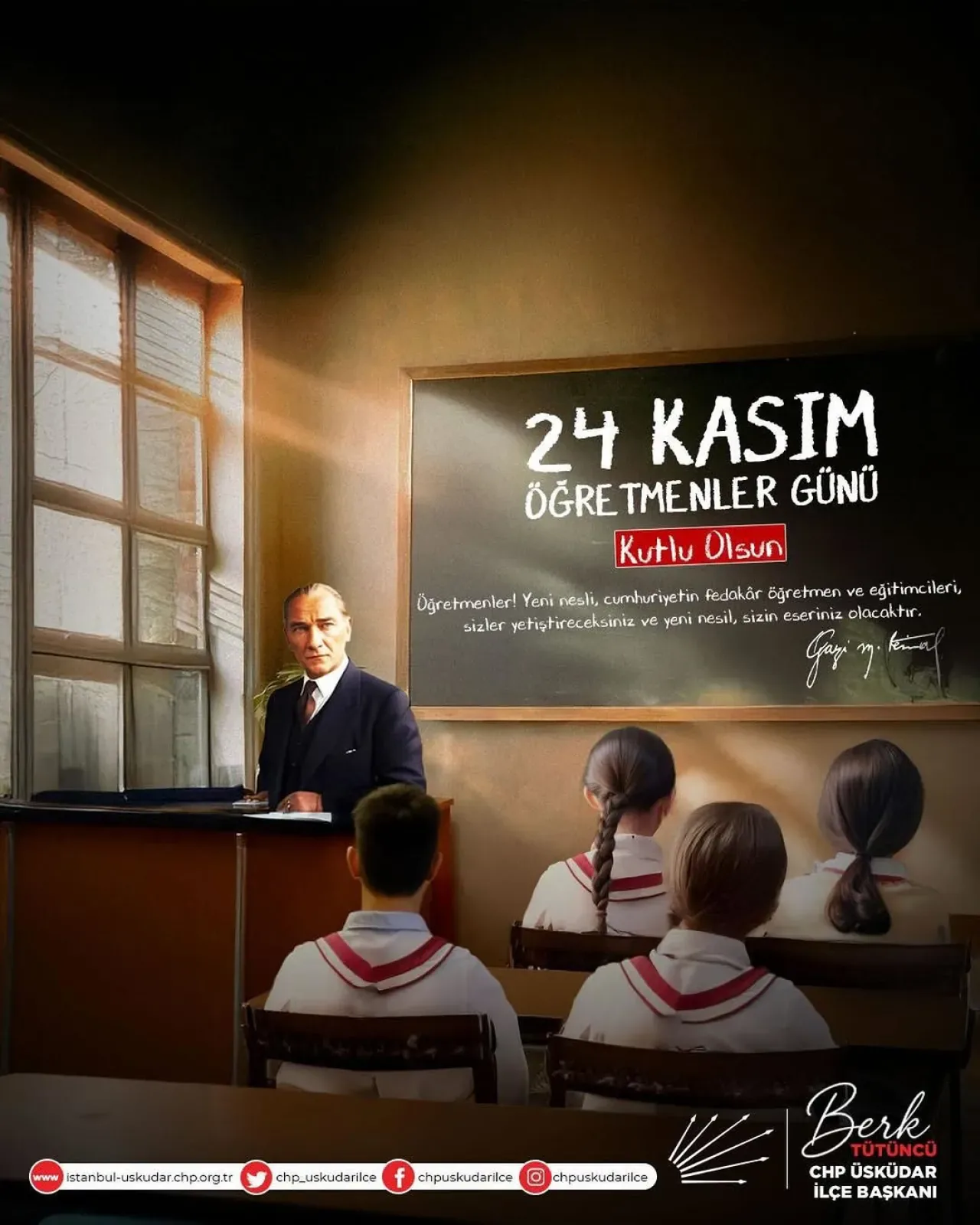 Üsküdar CHP Gençlik Kolları'ndan Öğretmenler Günü Mesajı Üsküdar CHP Gençlik Kolları'ndan Öğretmenler Günü Mesajı