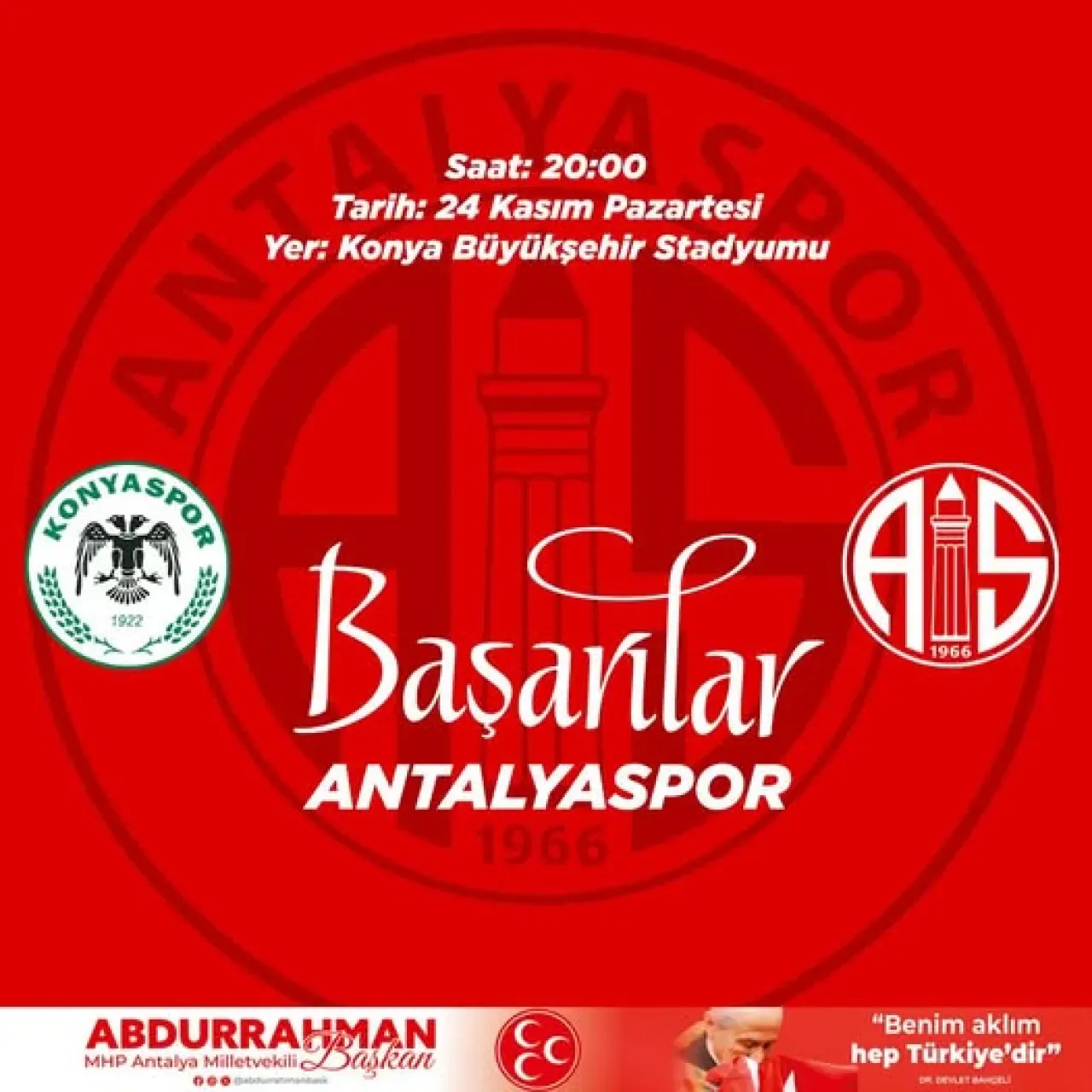 Antalyaspor Konyaspor Maçına Hazırlanıyor: Milletvekili'nden Başarı Mesajı Antalyaspor Konyaspor Maçına Hazırlanıyor: Milletvekili'nden Başarı Mesajı