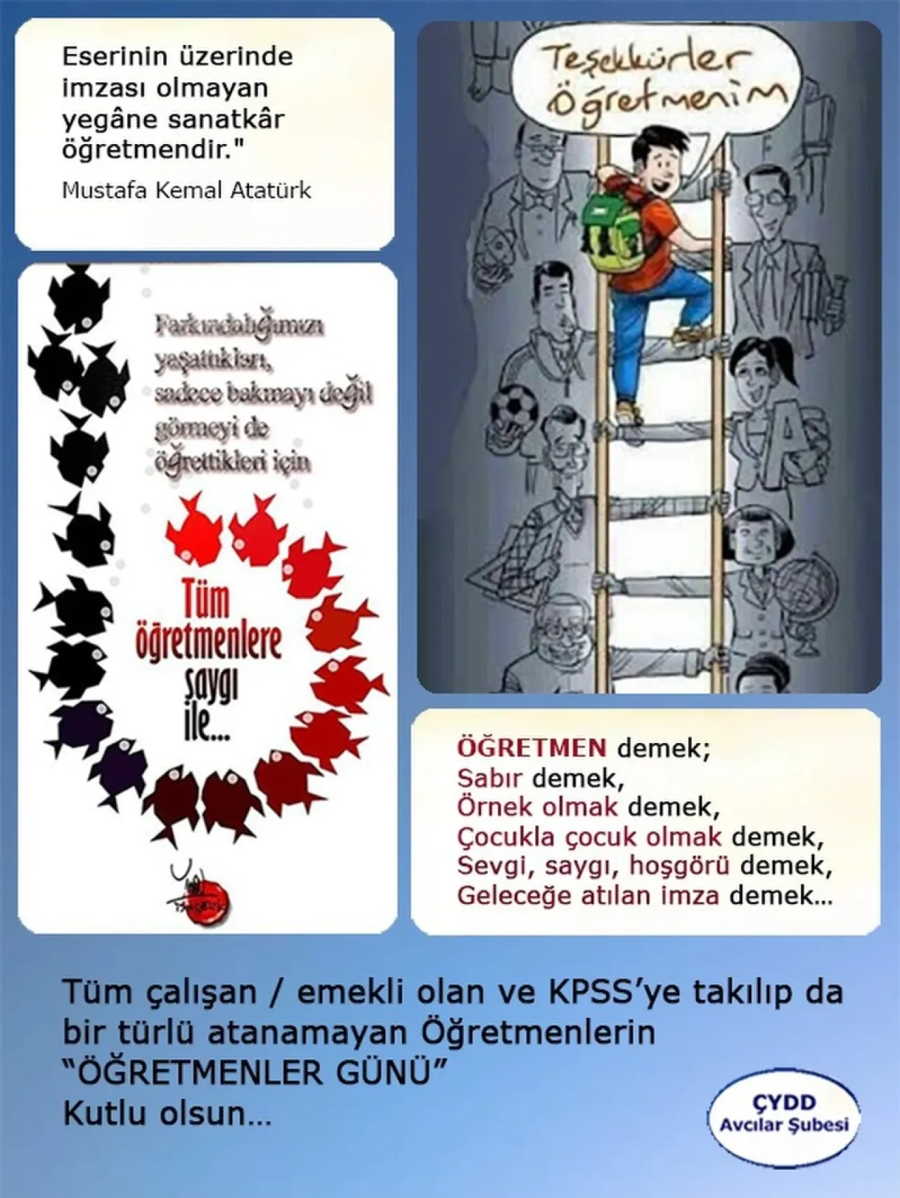 Çağdaş Yaşamı Destekleme Derneği Avcılar Şubesi'nden 24 Kasım Öğretmenler Günü Mesajı Çağdaş Yaşamı Destekleme Derneği Avcılar Şubesi'nden 24 Kasım Öğretmenler Günü Mesajı