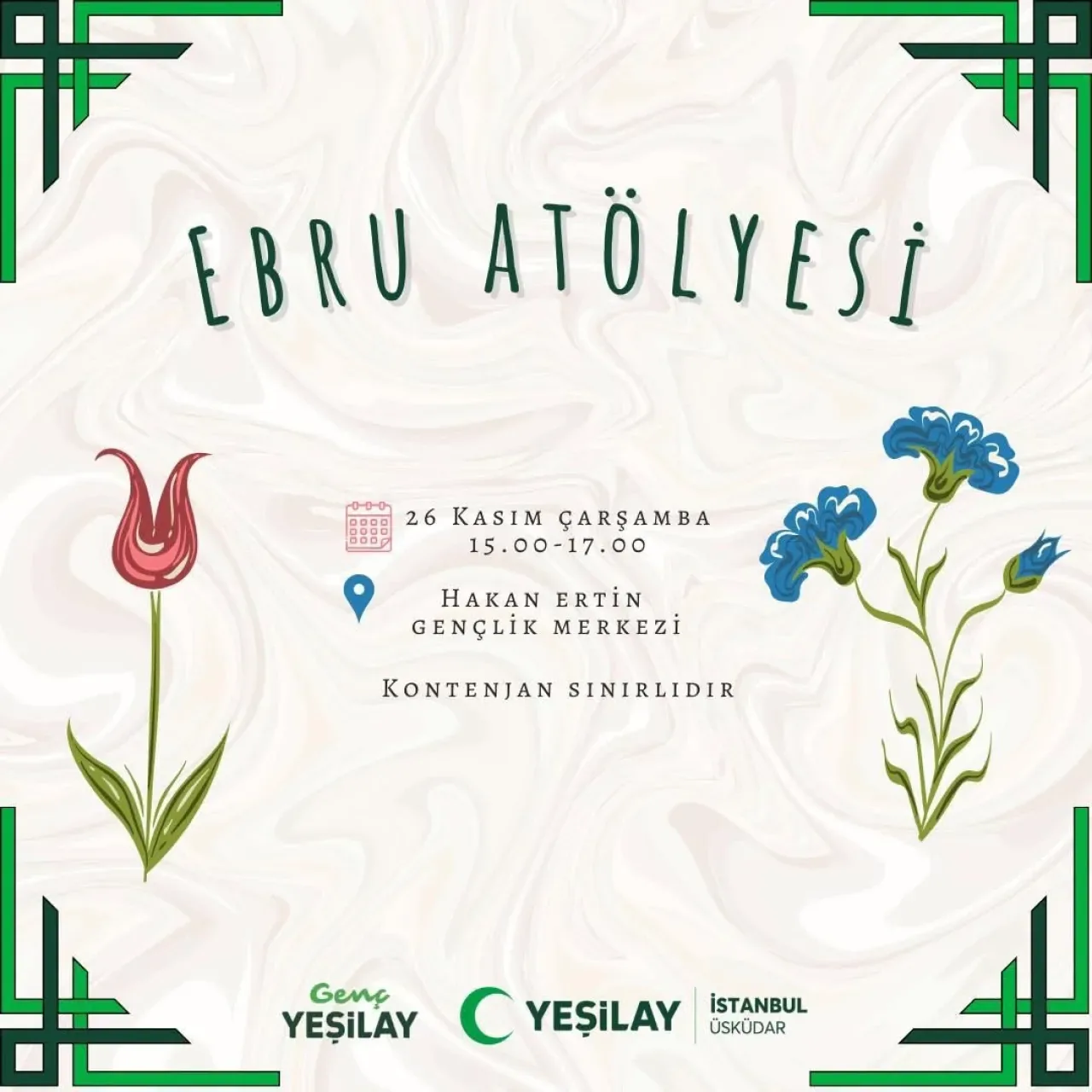 Yeşilay Üsküdar, Gençlere Özel Geleneksel Ebru Atölyesi Düzenliyor Yeşilay Üsküdar, Gençlere Özel Geleneksel Ebru Atölyesi Düzenliyor