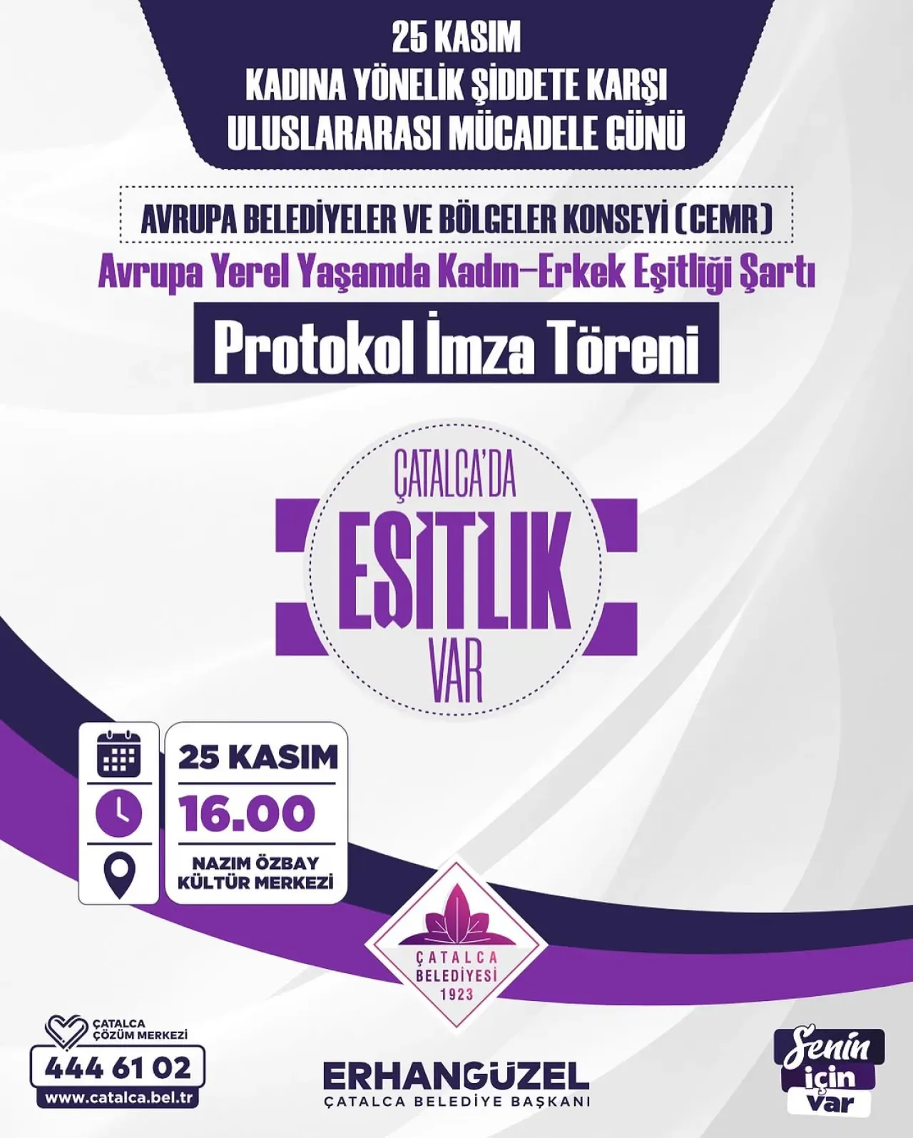 Çatalca Belediyesi, Kadın-Erkek Eşitliği Şartı'nı İmzalayacak Çatalca Belediyesi, Kadın-Erkek Eşitliği Şartı'nı İmzalayacak