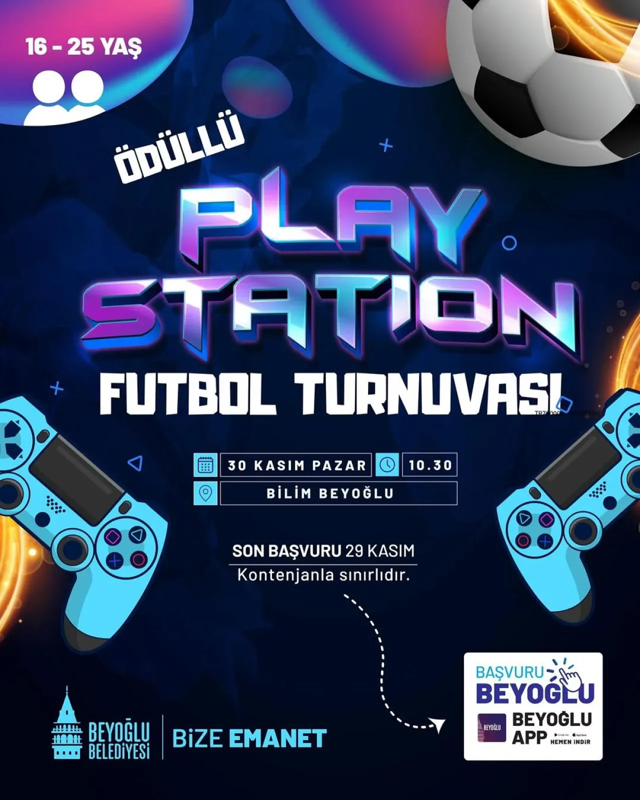Beyoğlu'nda Gençler İçin Ödüllü PlayStation Futbol Turnuvası Düzenleniyor Beyoğlu'nda Gençler İçin Ödüllü PlayStation Futbol Turnuvası Düzenleniyor