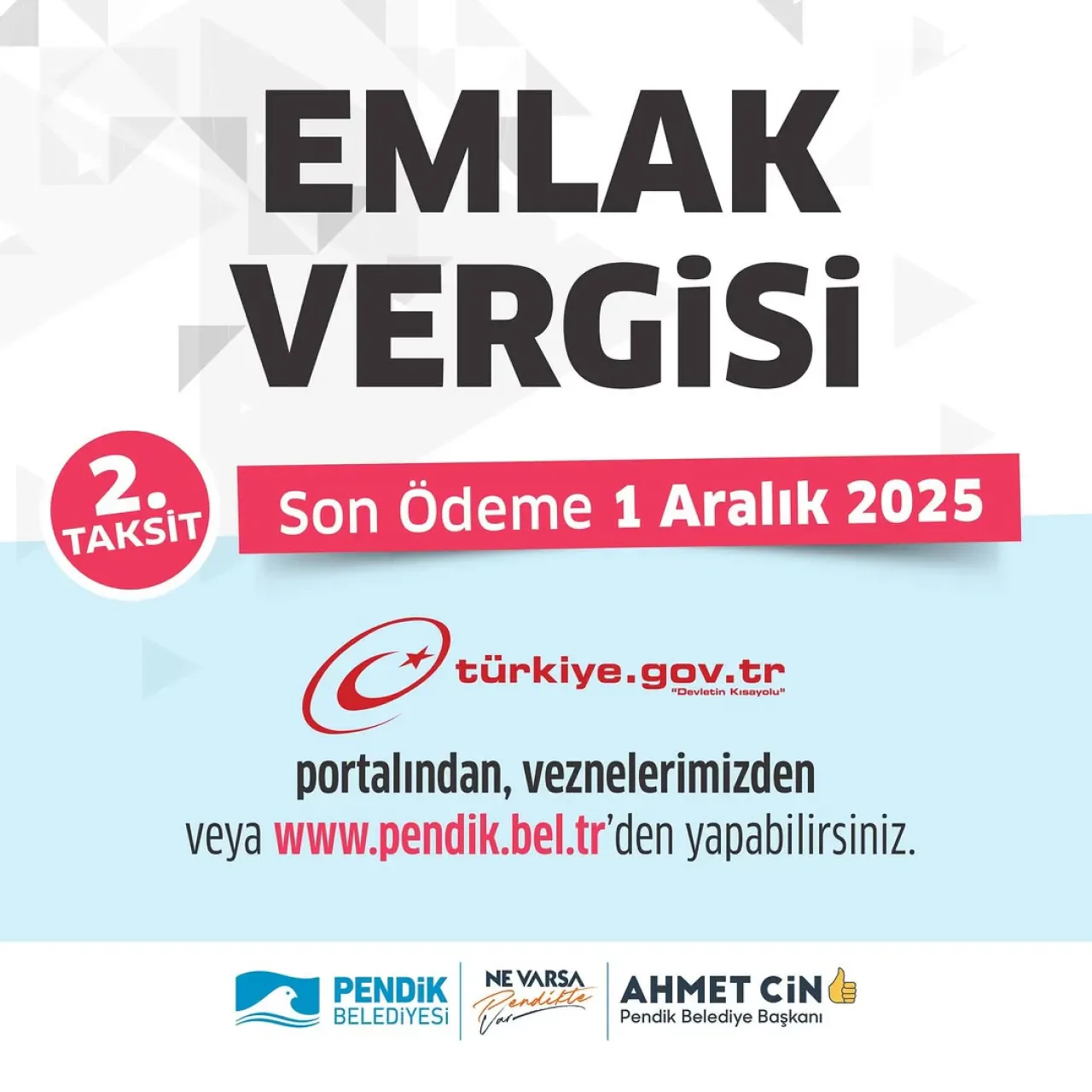 Pendik'te Emlak Vergisi İkinci Taksit Ödemeleri Başladı Pendik'te Emlak Vergisi İkinci Taksit Ödemeleri Başladı